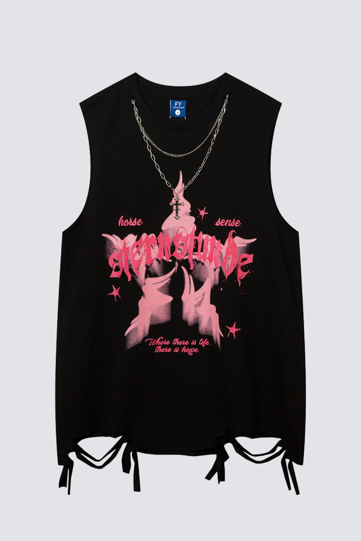 Graphic Code Print Sleeveless Top