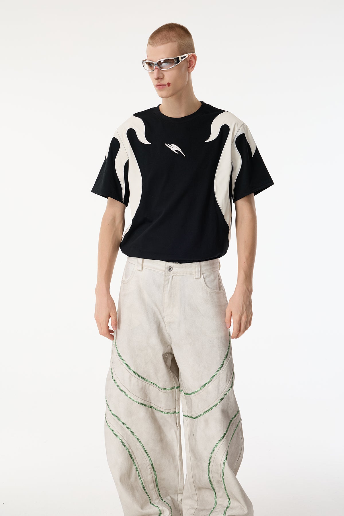 Grey Memory Embroidered Flame Top