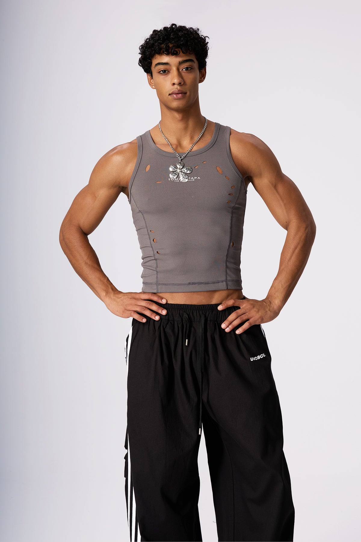 Grey Syntax Ripped Sleeveless Top Grey – RYVKstudio