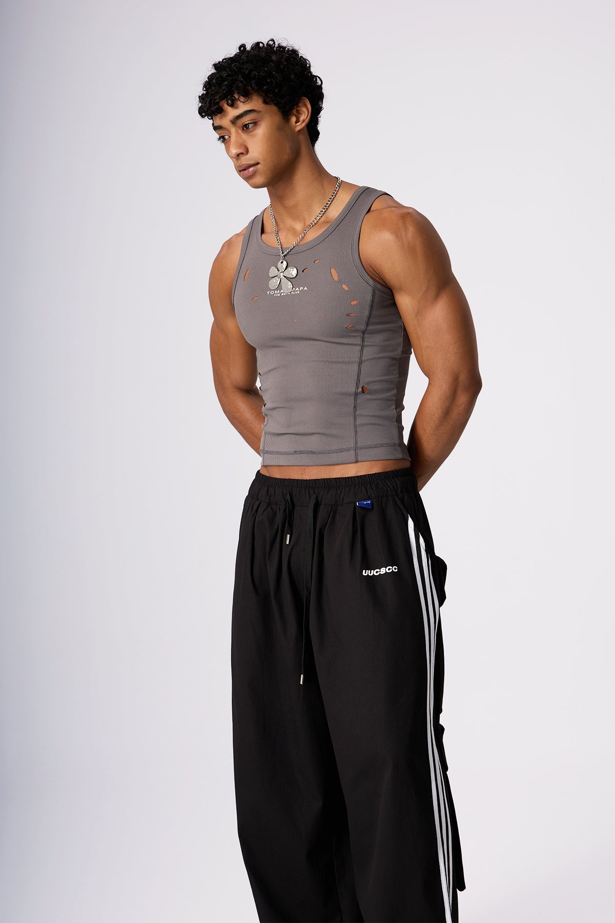 Grey Syntax Ripped Sleeveless Top Grey