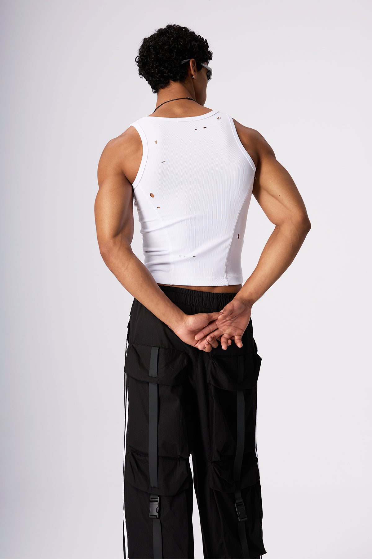 Grey Syntax Ripped Sleeveless Top White – RYVKstudio