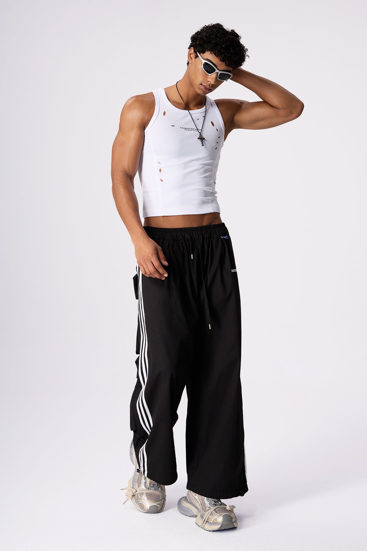 Grey Syntax Ripped Sleeveless Top White – RYVKstudio
