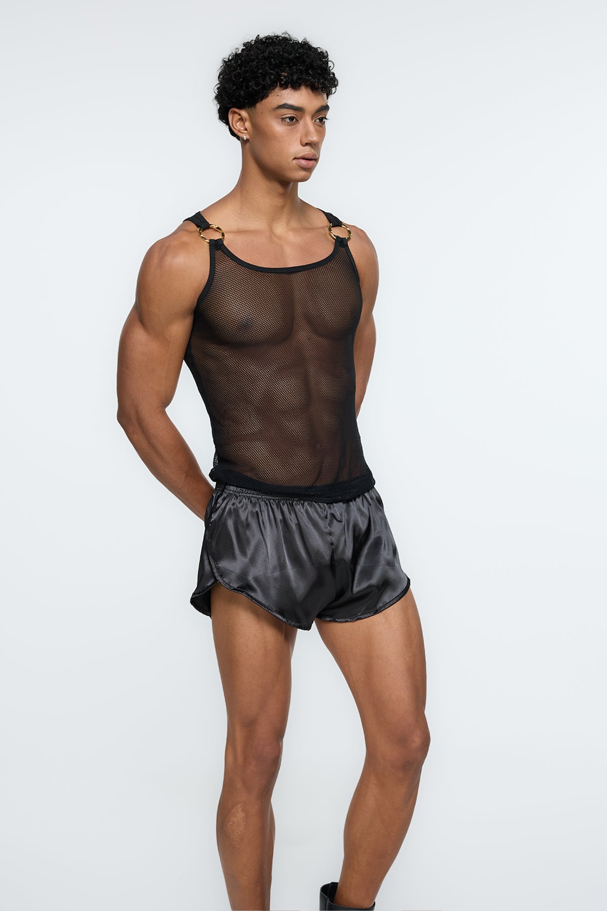 Hashed Surface Cutout Tank Top