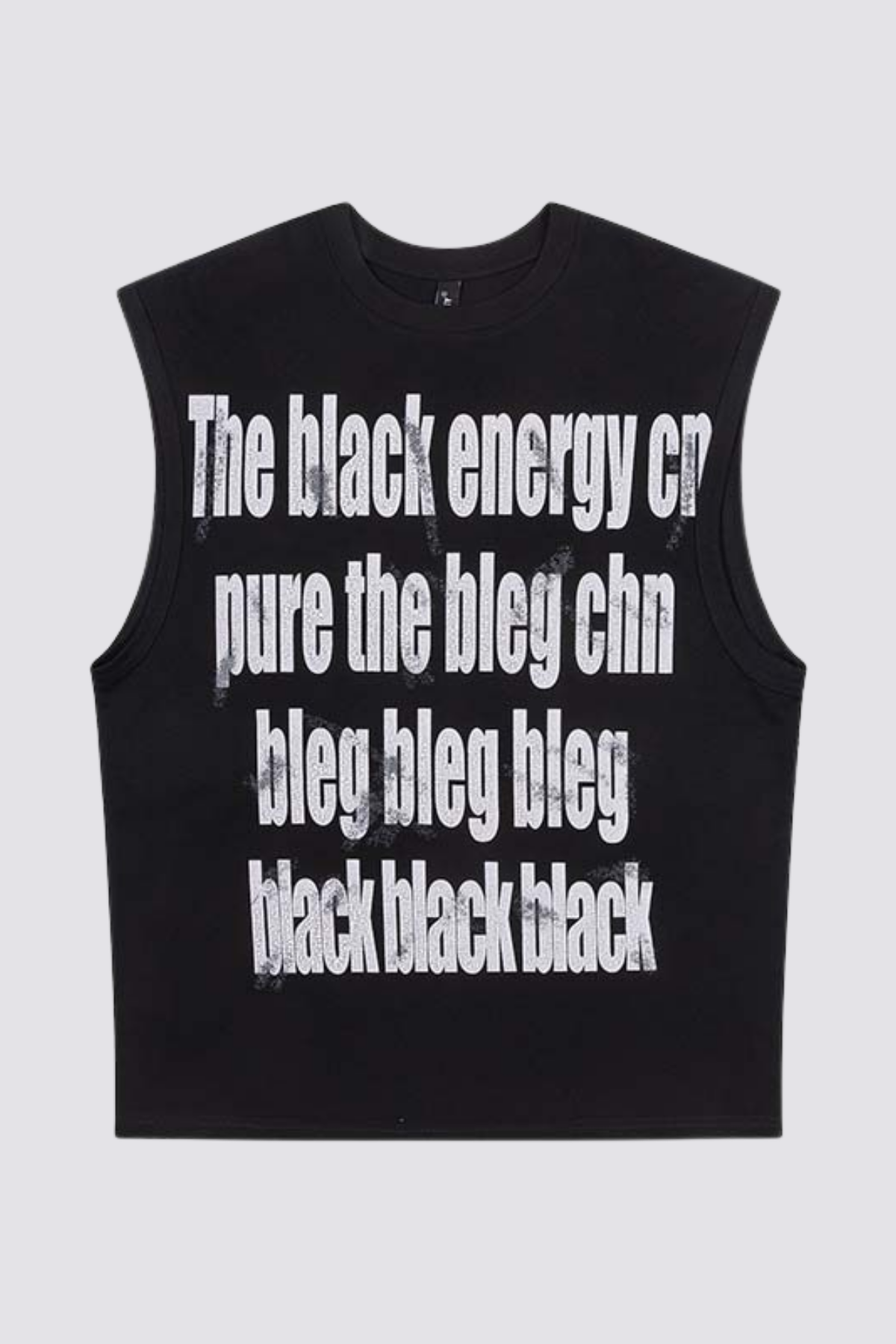 Hazy Symbol Letter Print Sleeveless Top Black