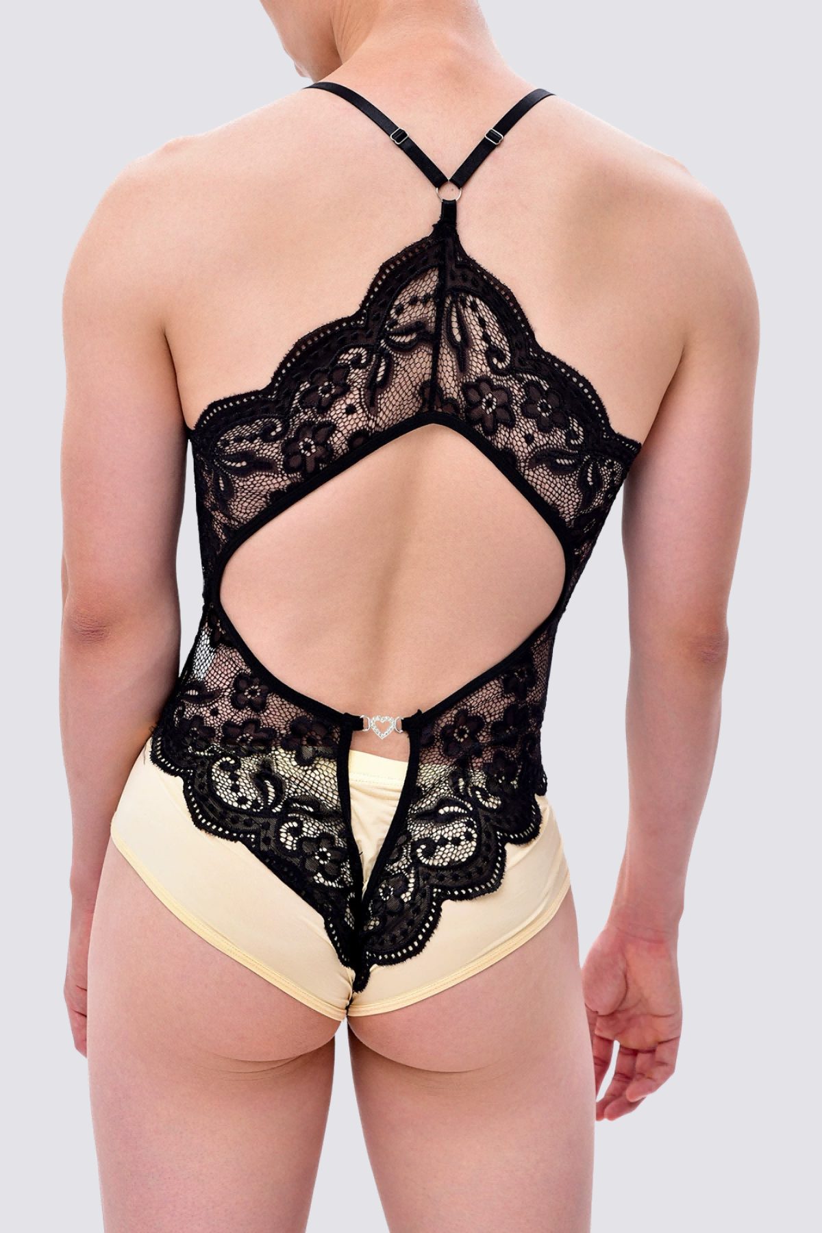 Heat Lace Cutout Bodysuit Black