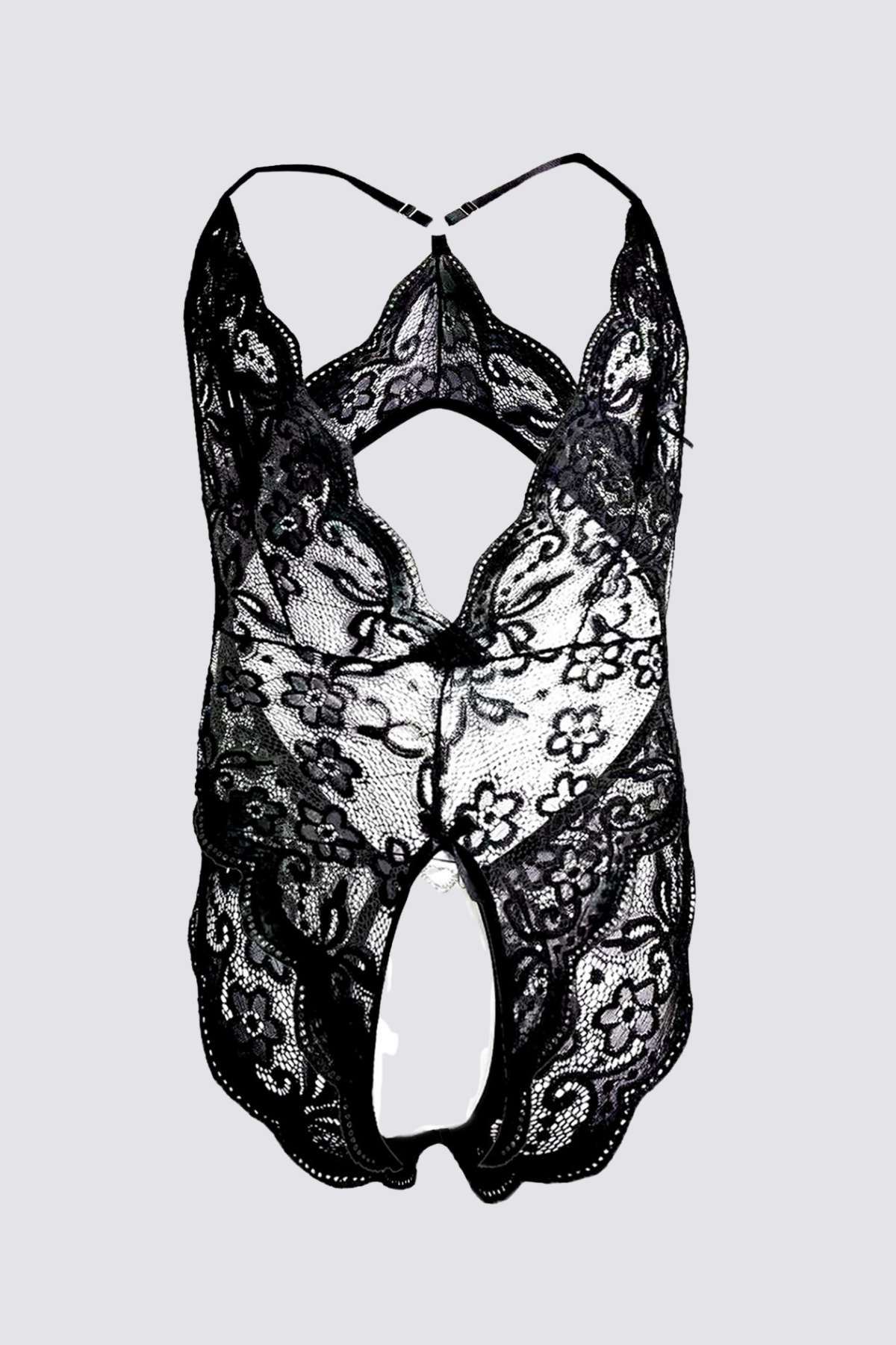 Heat Lace Cutout Bodysuit Black
