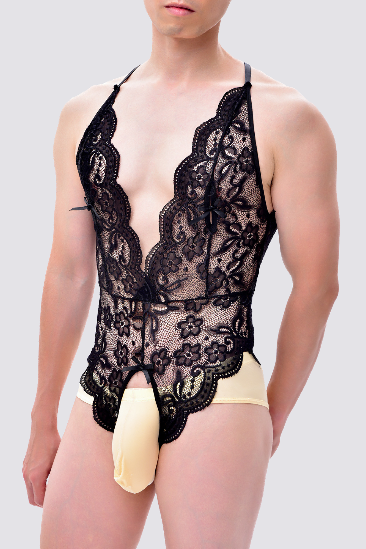 Heat Lace Cutout Bodysuit Black