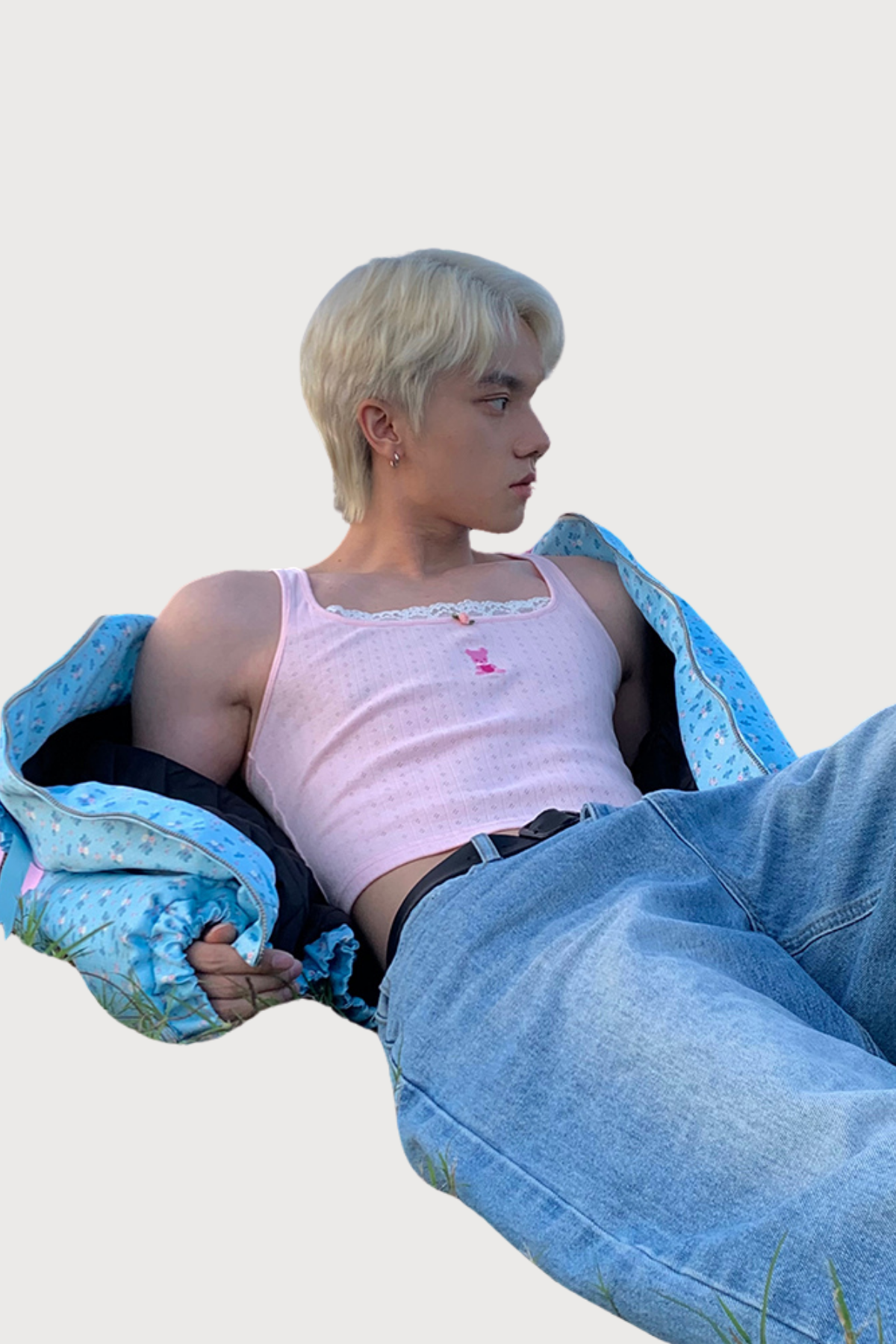 Heat Snap Lace Embroidery Crop Top Pink