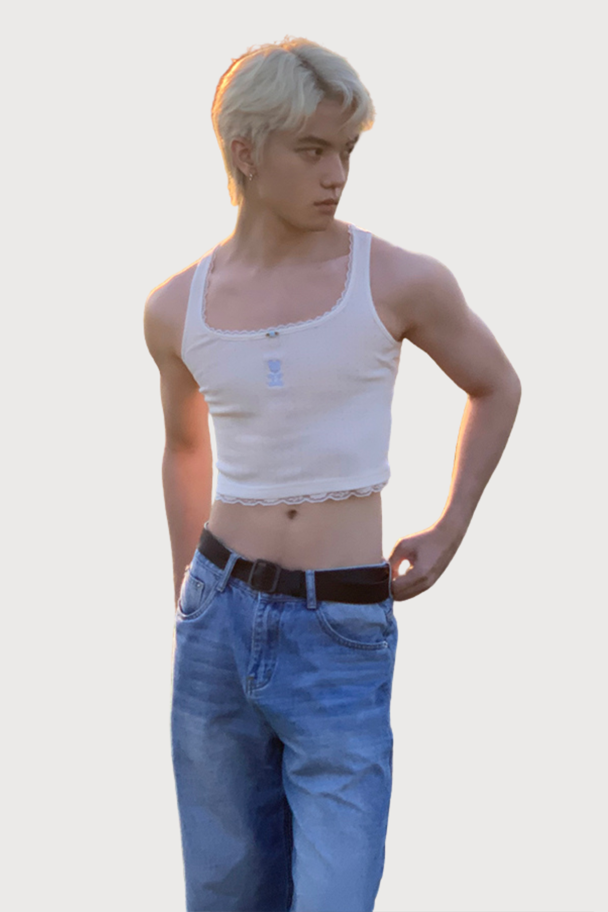 Heat Snap Lace Embroidery Crop Top White
