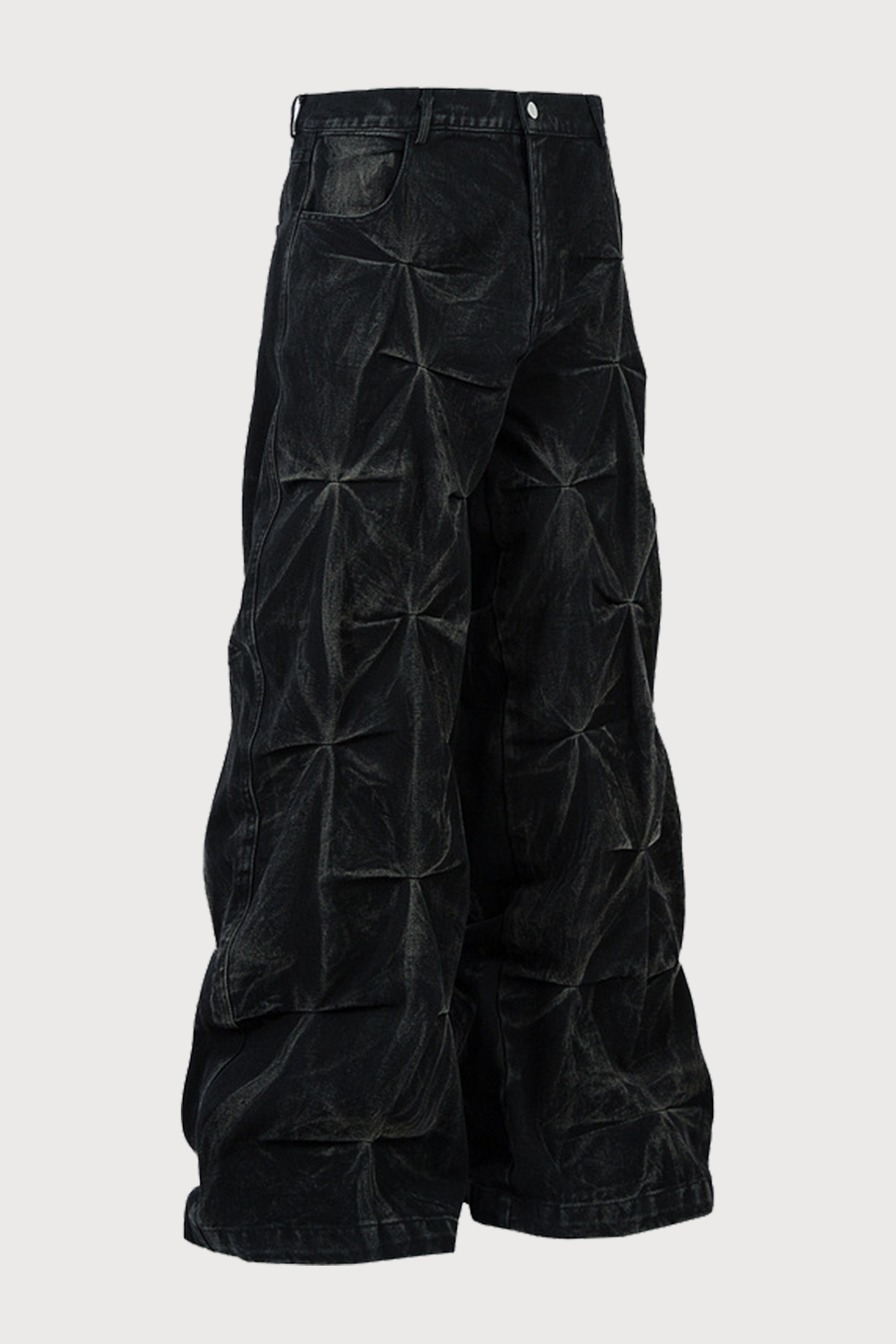 Highway Dust Bleach Dye Pleated Denim Pants