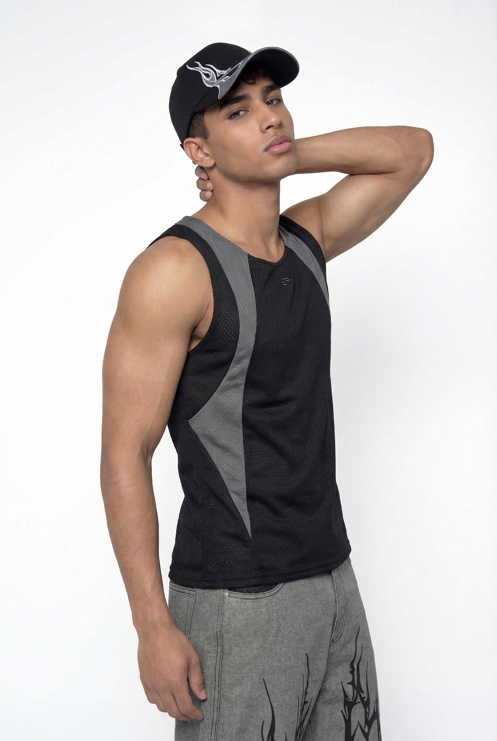 Hollow Fade Cutout Sleeveless Top Black