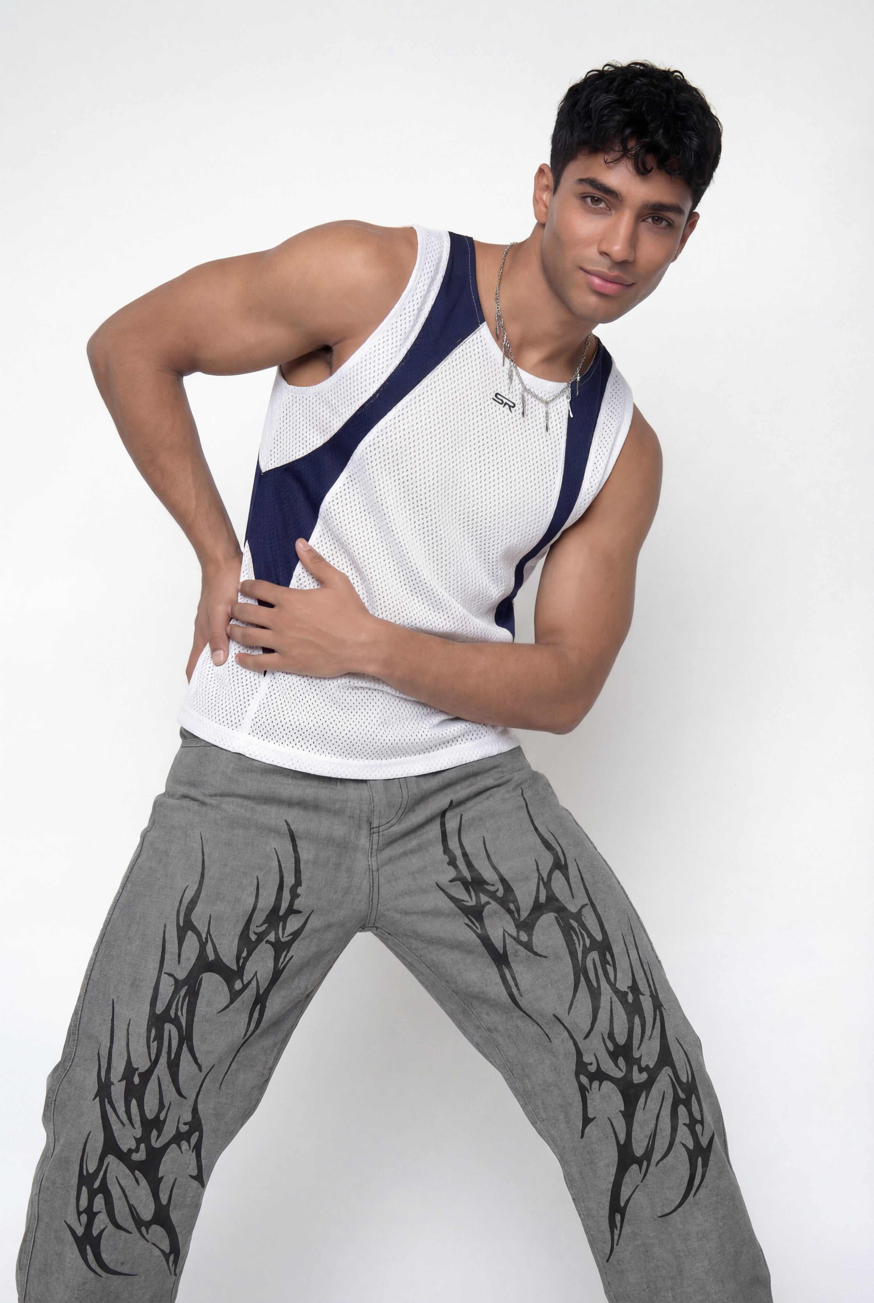 Hollow Fade Cutout Sleeveless Top White