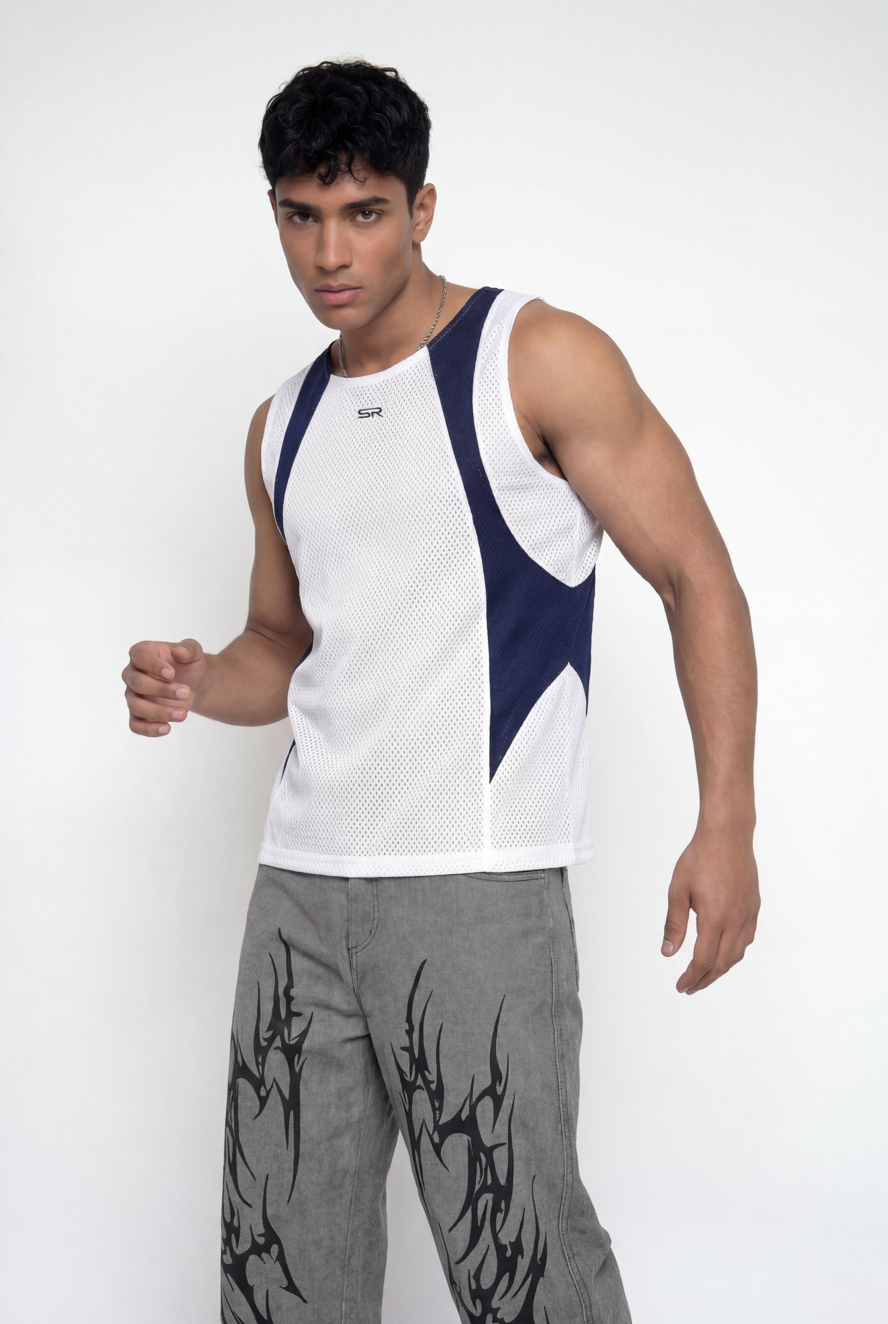 Hollow Fade Cutout Sleeveless Top White