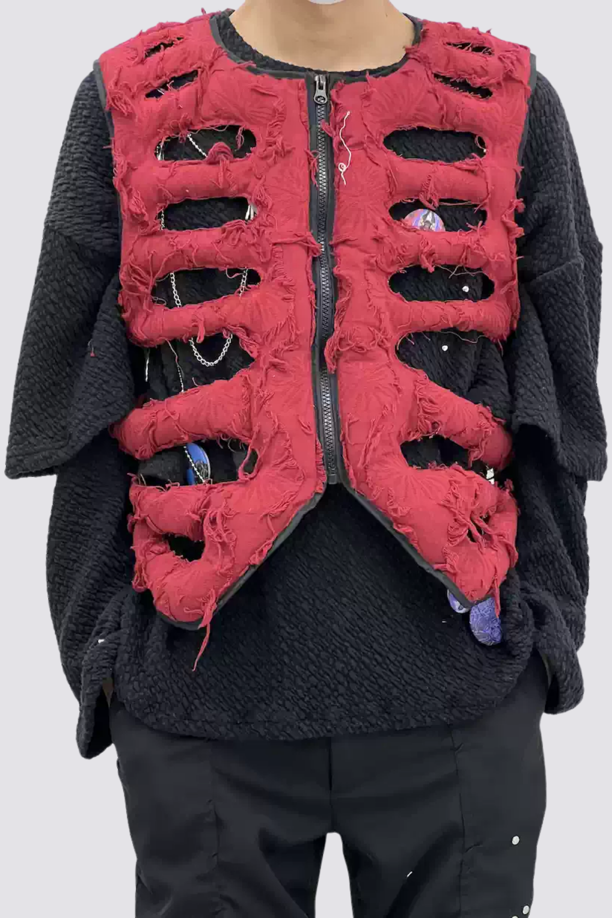 Hollow Layer Cutout Vest Red