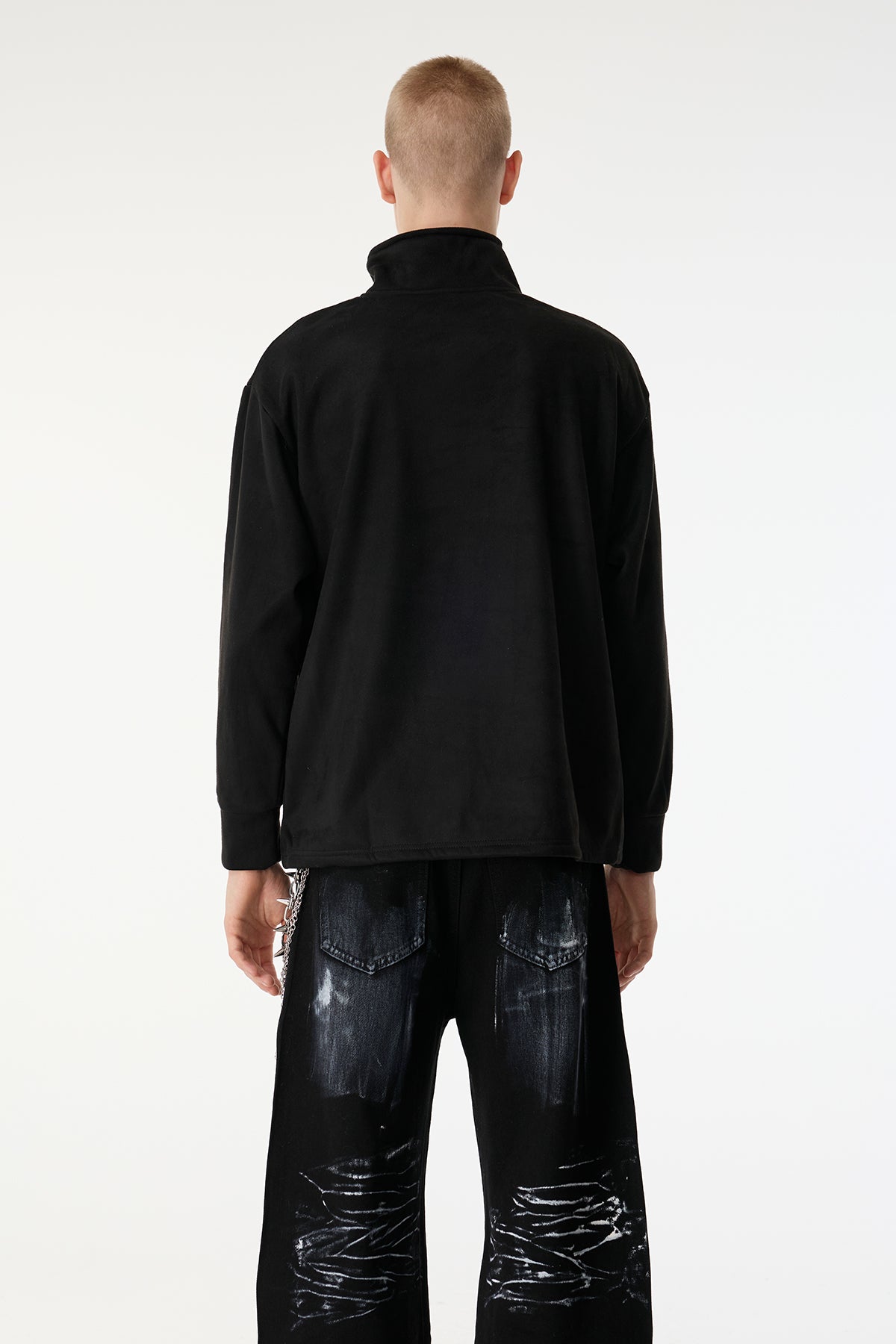 Hollow Veil Long Sleeve Zipper Top