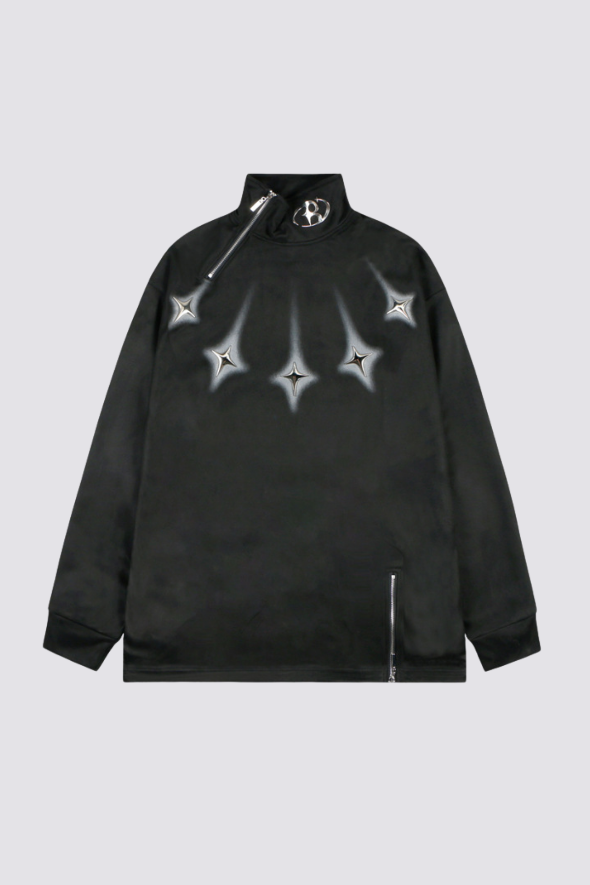 Hollow Veil Long Sleeve Zipper Top