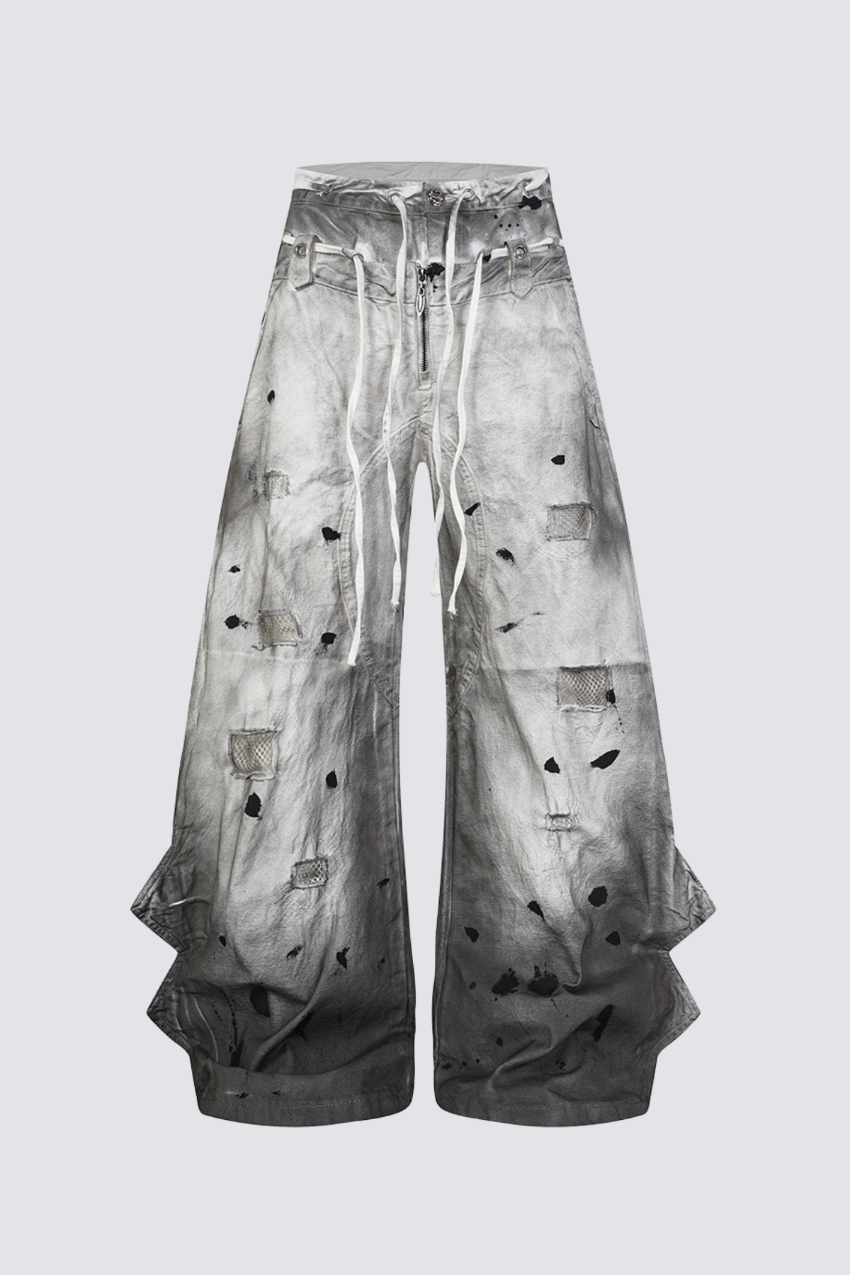 Hybrid Frame Ripped Wide Leg Pants