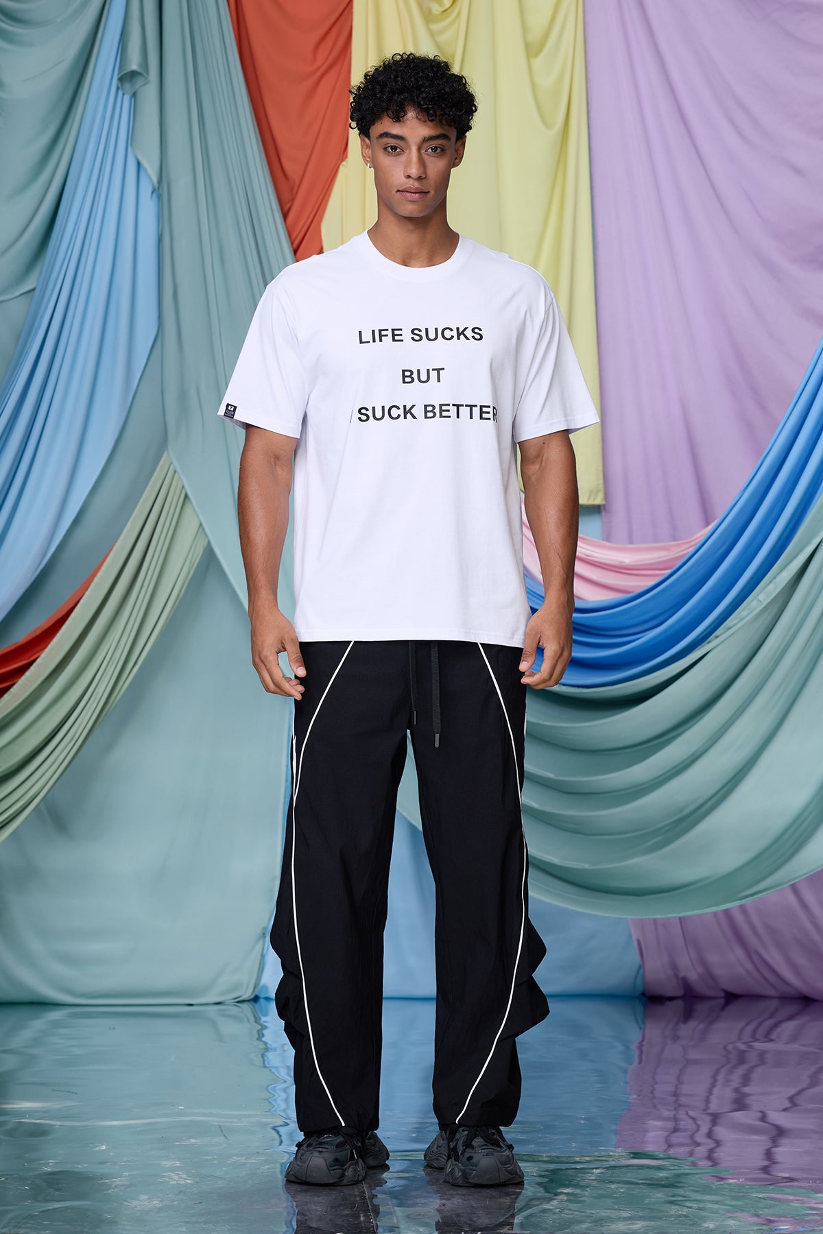 Hybrid Print T-Shirt White