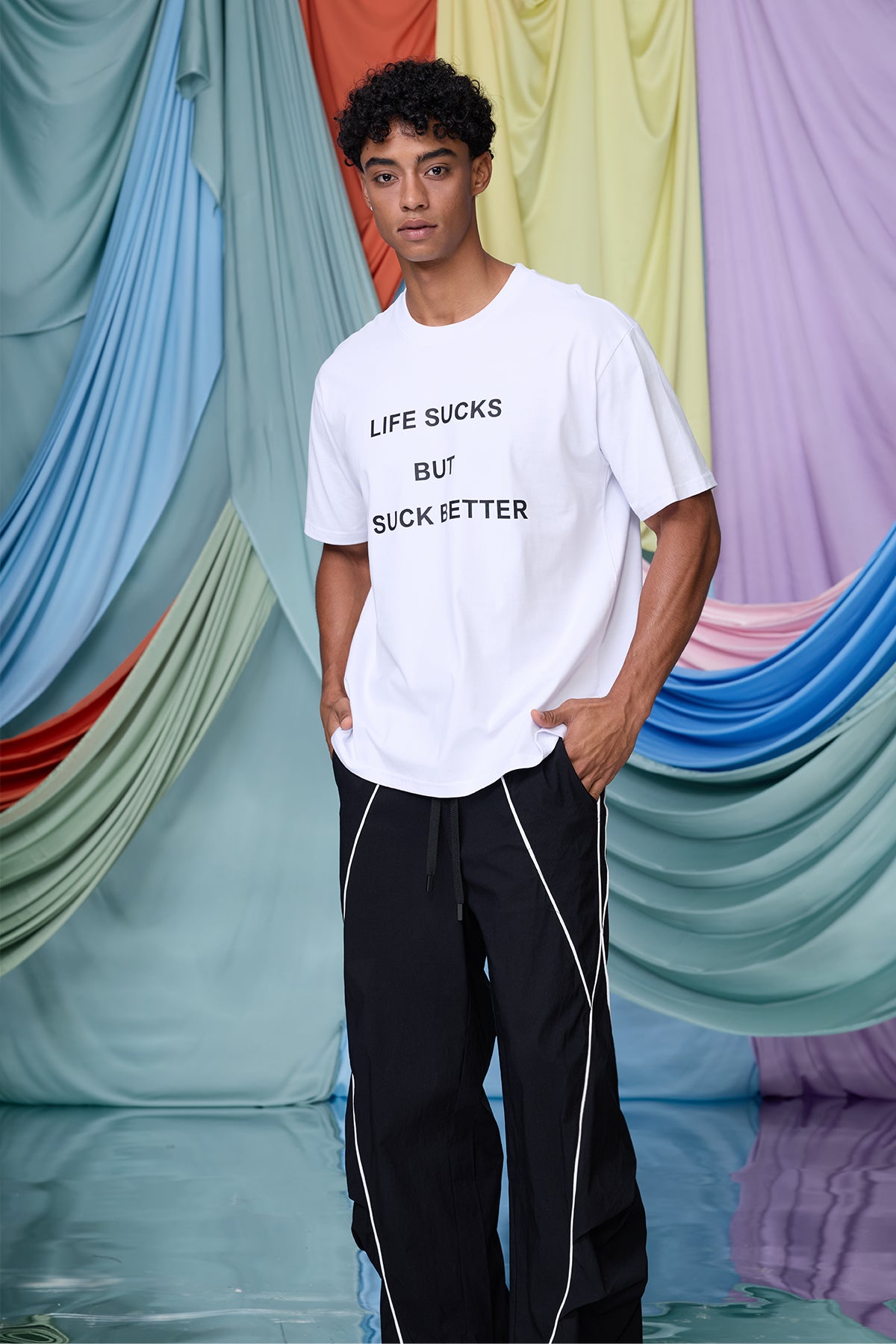 Hybrid Print T-Shirt White