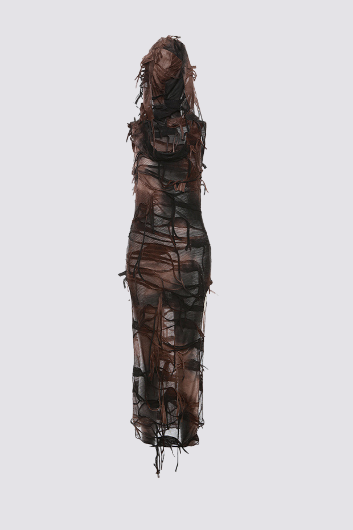 Hyper Plastic Sleevelss Hooded Split Maxi Dress