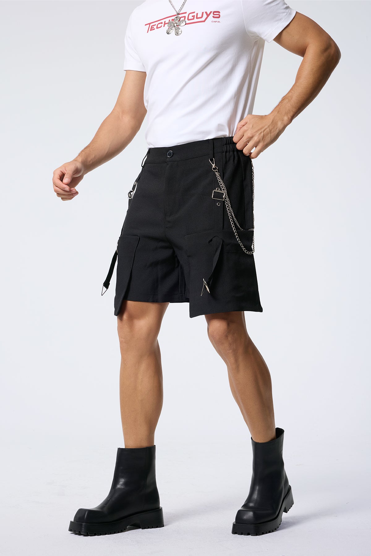 Ice Flow Rivet Wide Leg Shorts