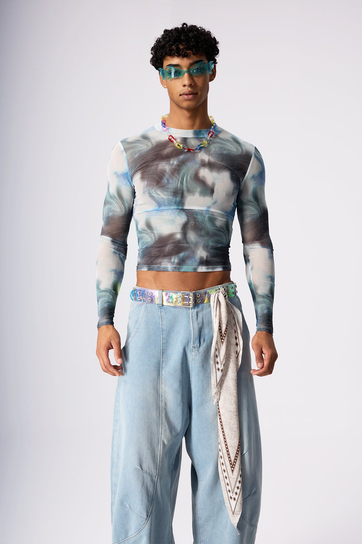 Ink Bloom Mesh Print Top