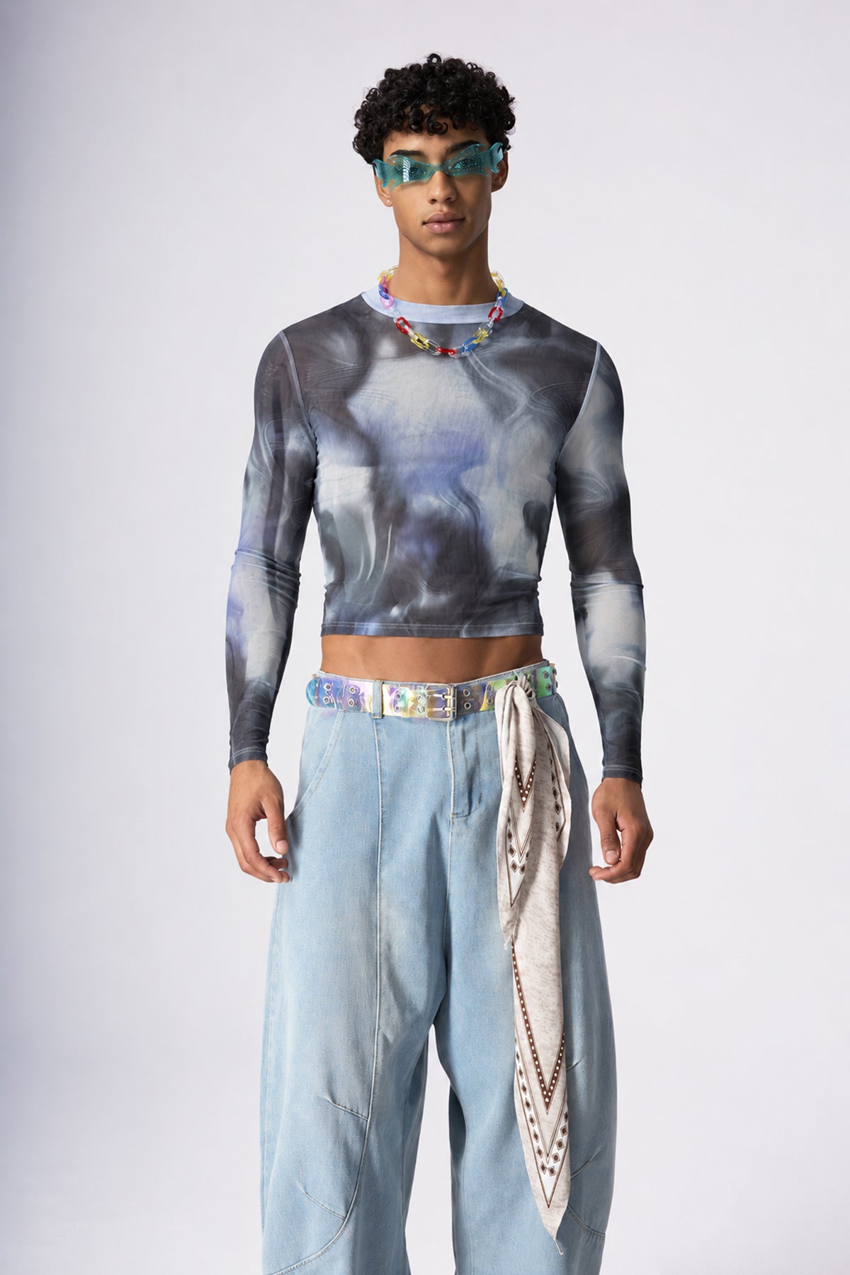 Ink Bloom Mesh Print Top