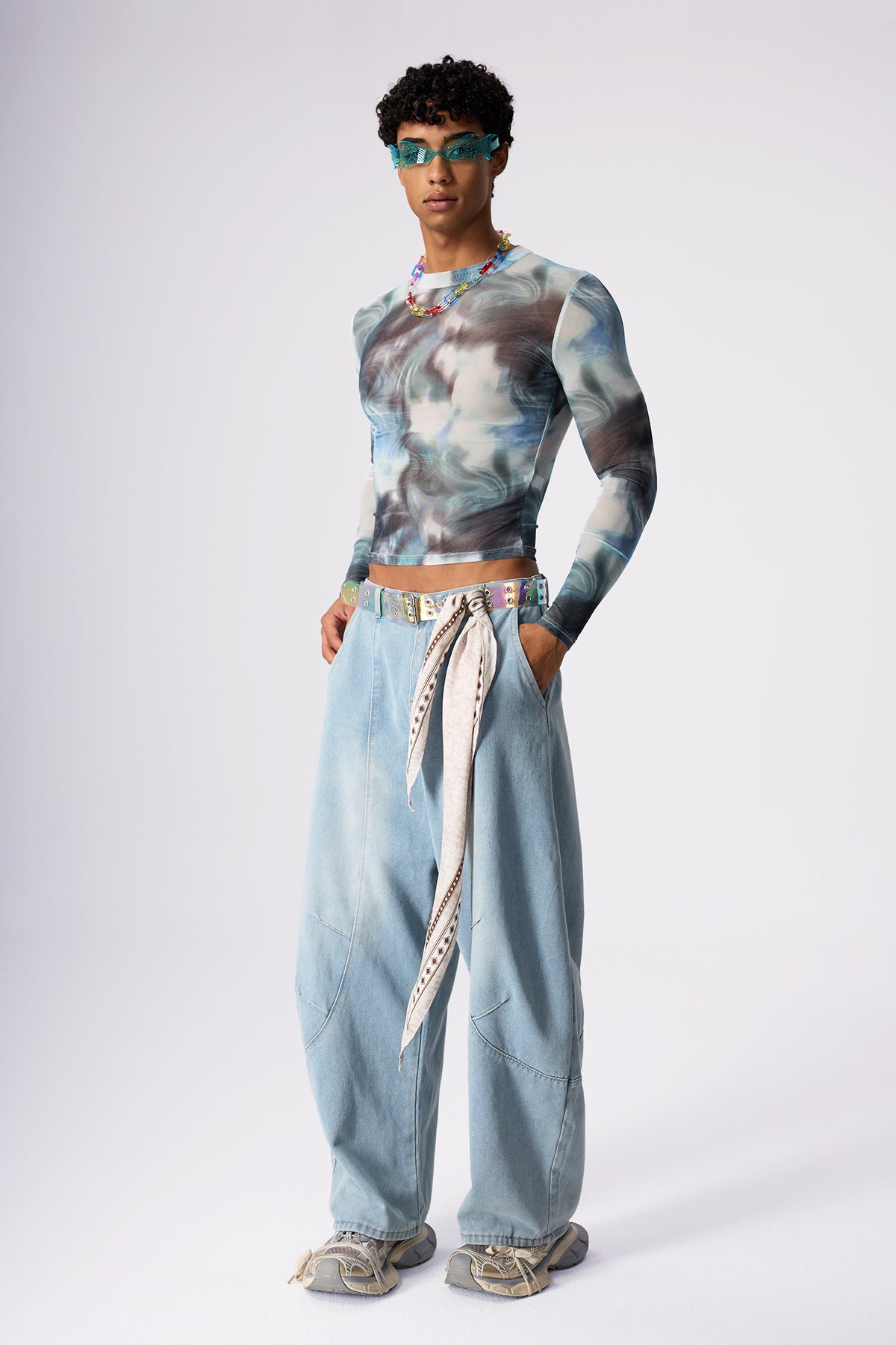 Ink Bloom Mesh Print Top