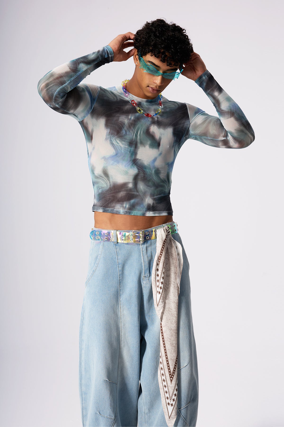 Ink Bloom Mesh Print Top