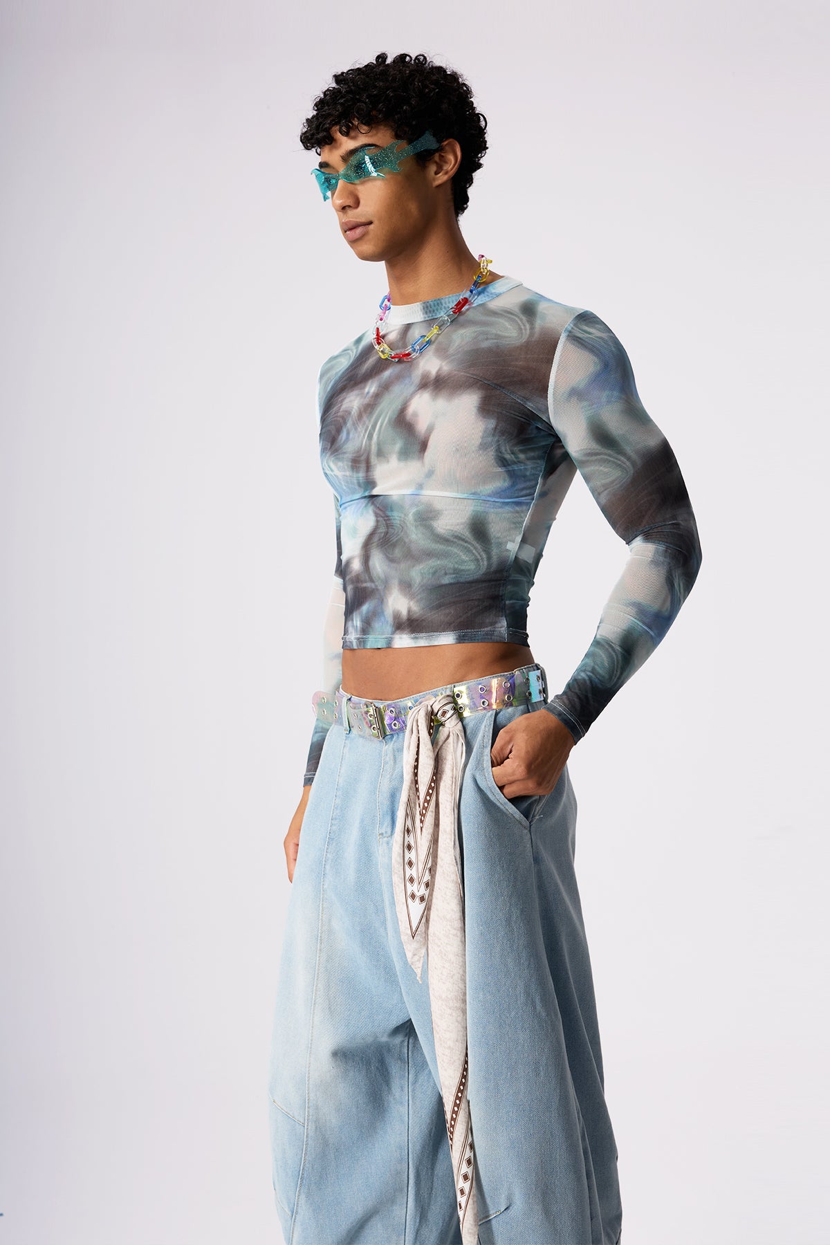 Ink Bloom Mesh Print Top