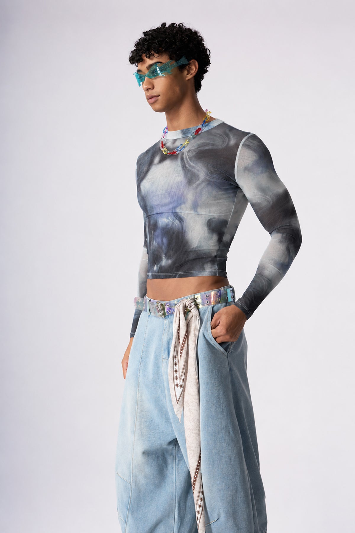Ink Bloom Mesh Print Top