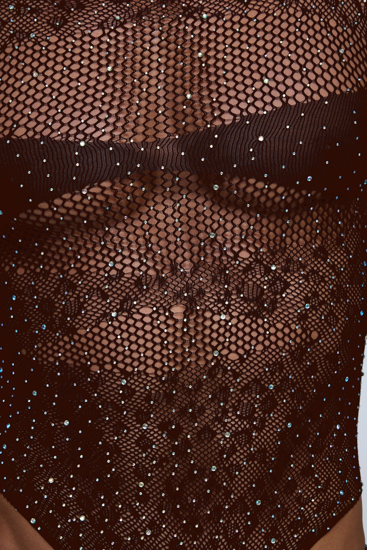 Instinct Pulse Leopard Rhinestone Knit Bodysuit Brown