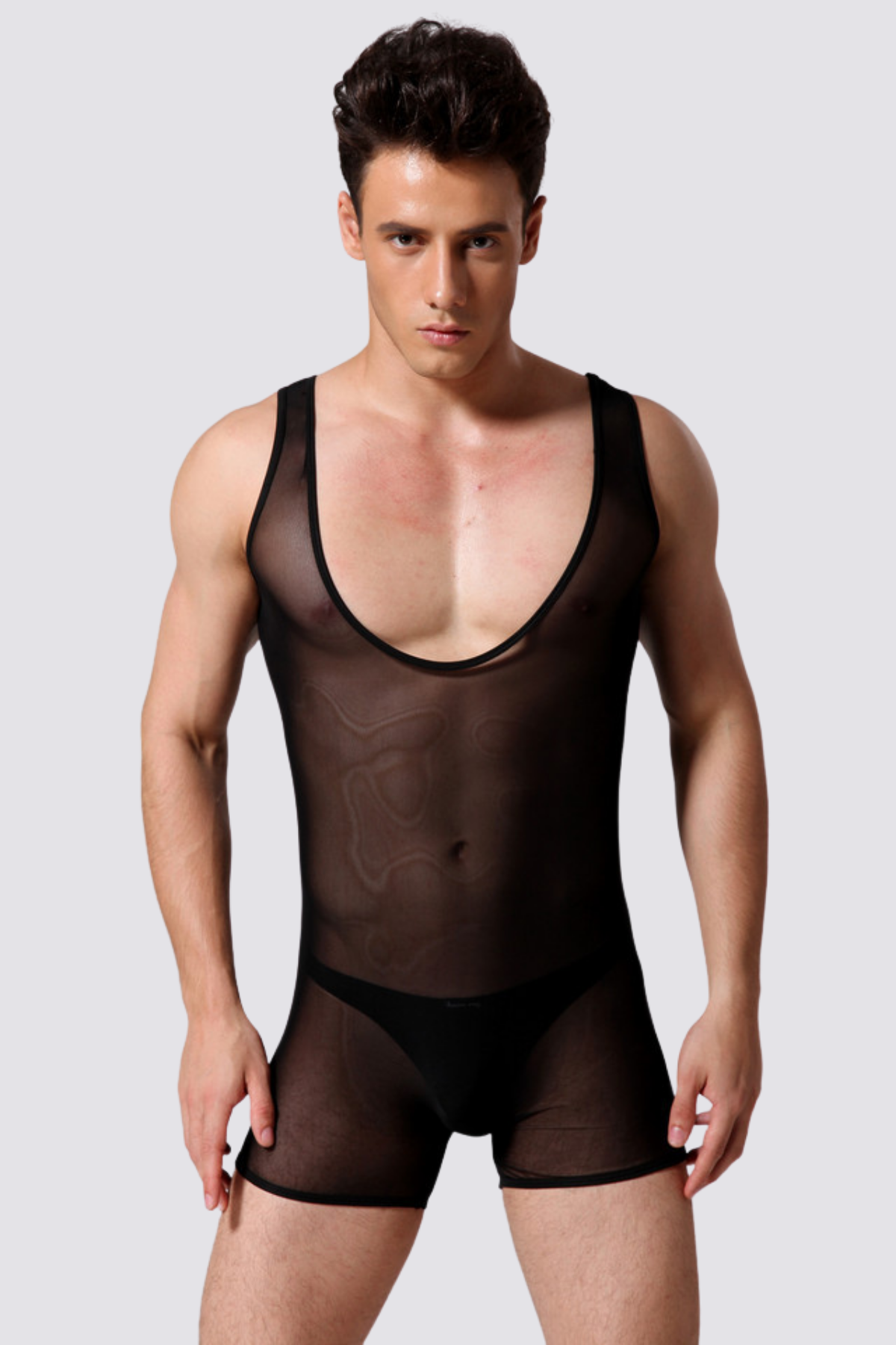 Integrated Wear Sleeveless Mesh Playsuit Black
