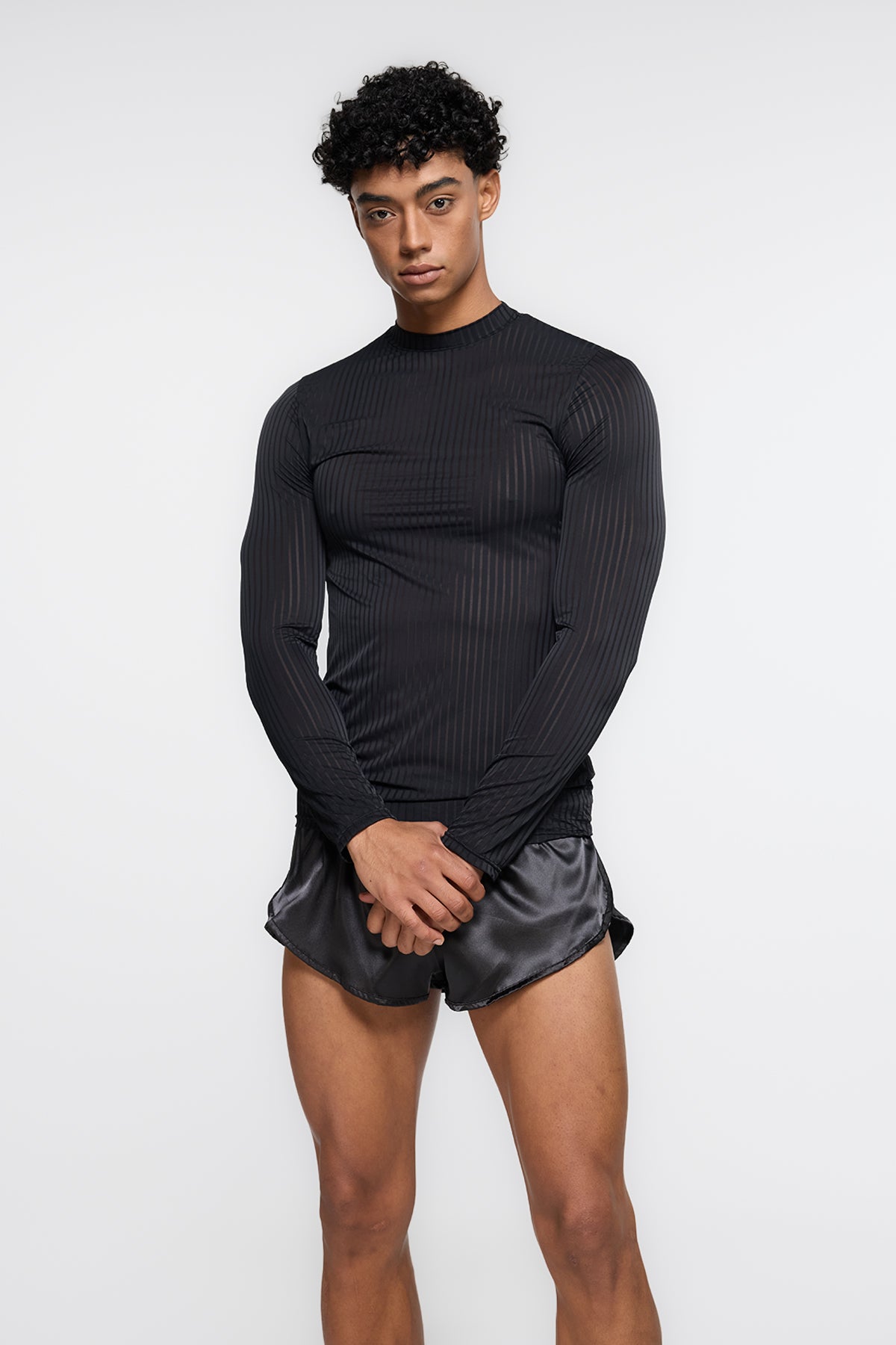 Invisible Zero Long Sleeve Stripe Top Black