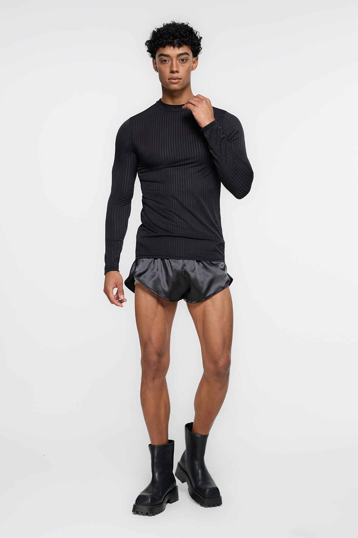 Invisible Zero Long Sleeve Stripe Top Black