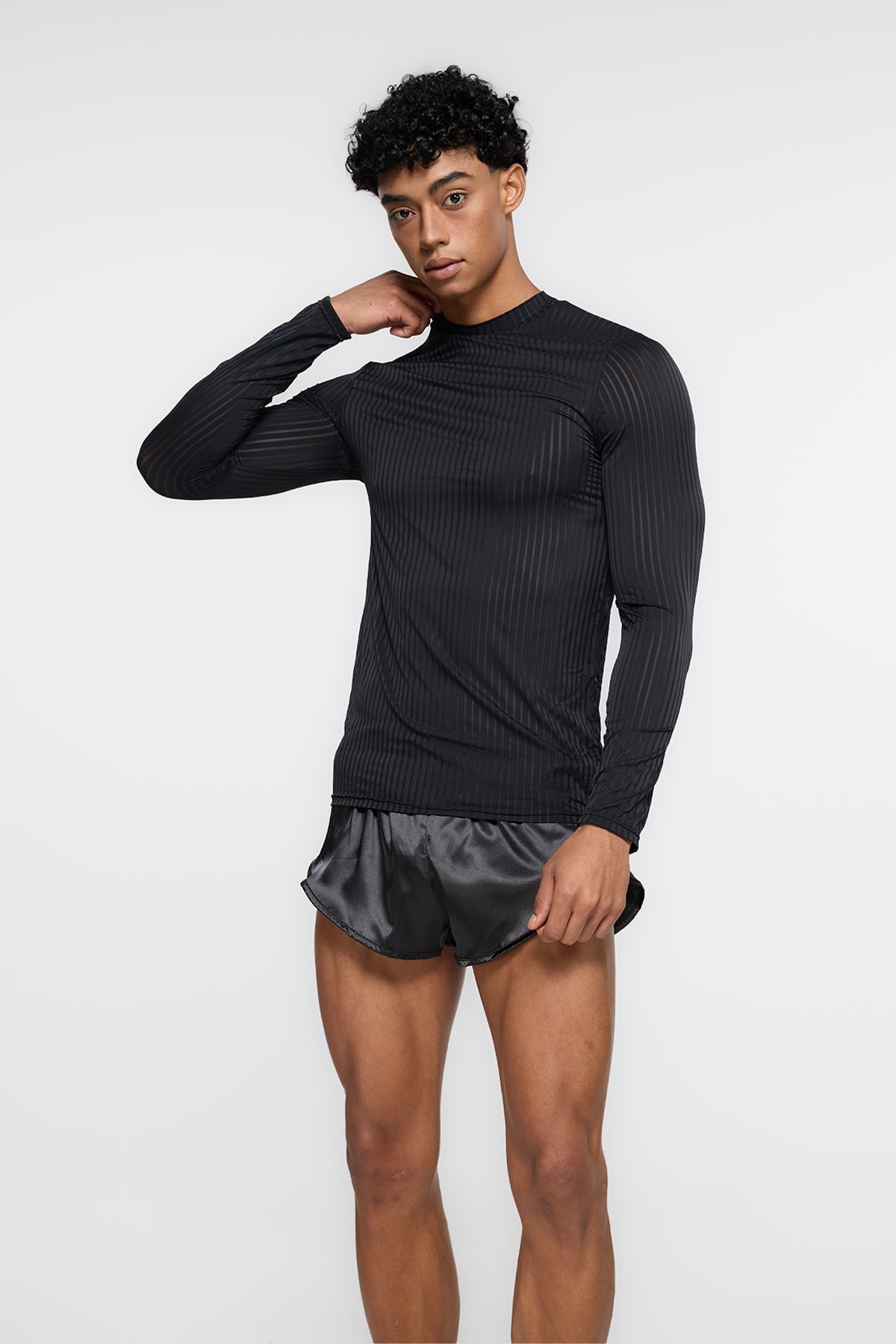 Invisible Zero Long Sleeve Stripe Top Black