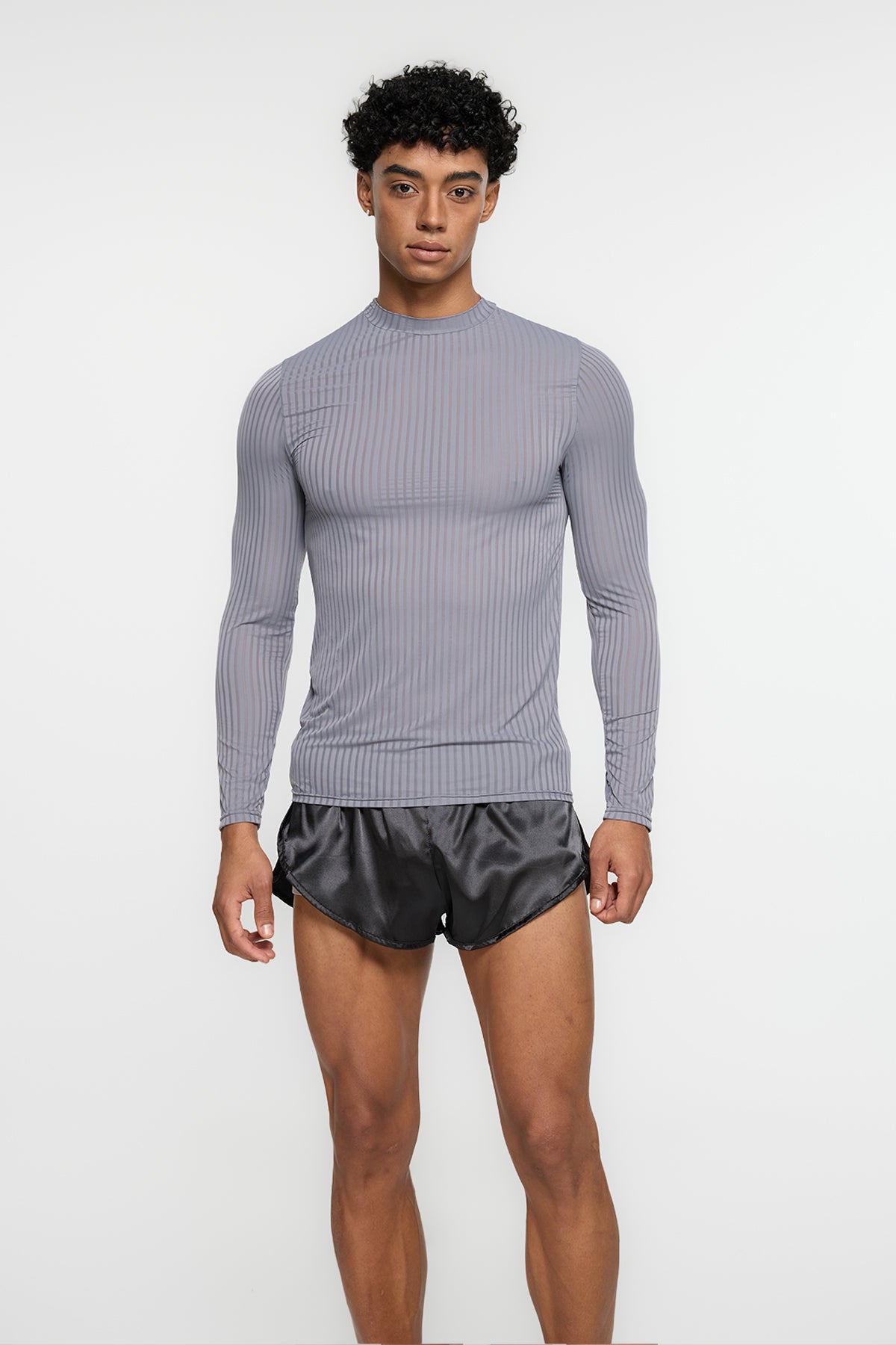 Invisible Zero Long Sleeve Stripe Top Grey