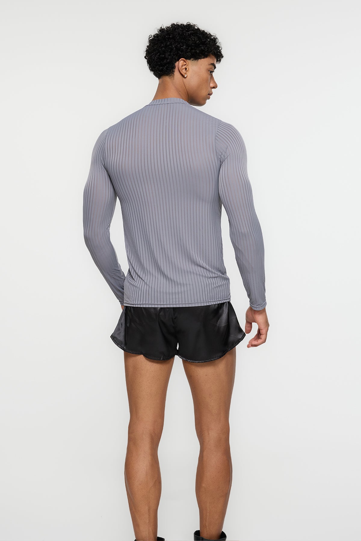 Invisible Zero Long Sleeve Stripe Top Grey