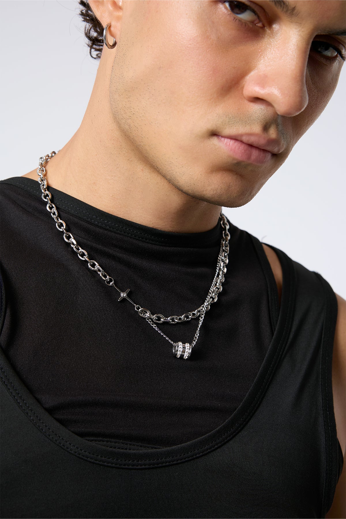 Iron Beam Bead Metal Necklace