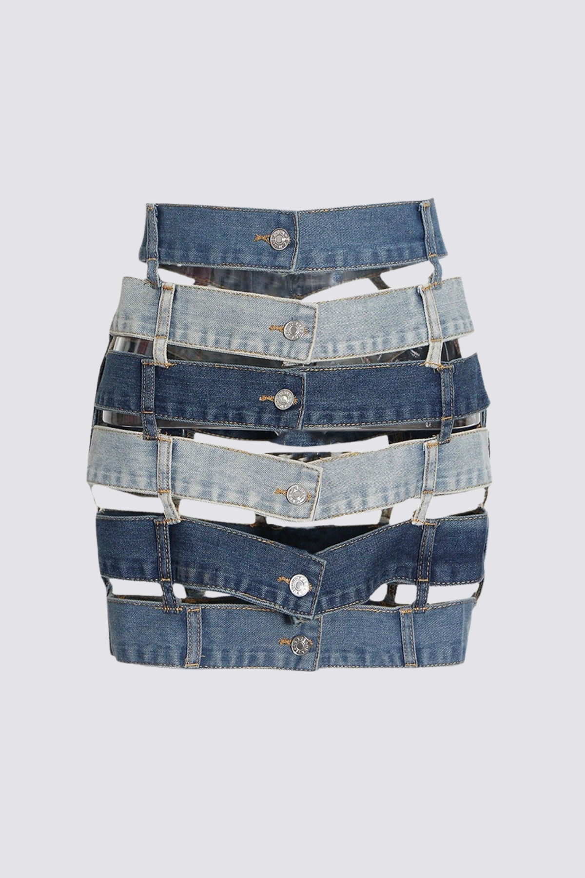 Iron Glare Cutout Denim Mini Skirt