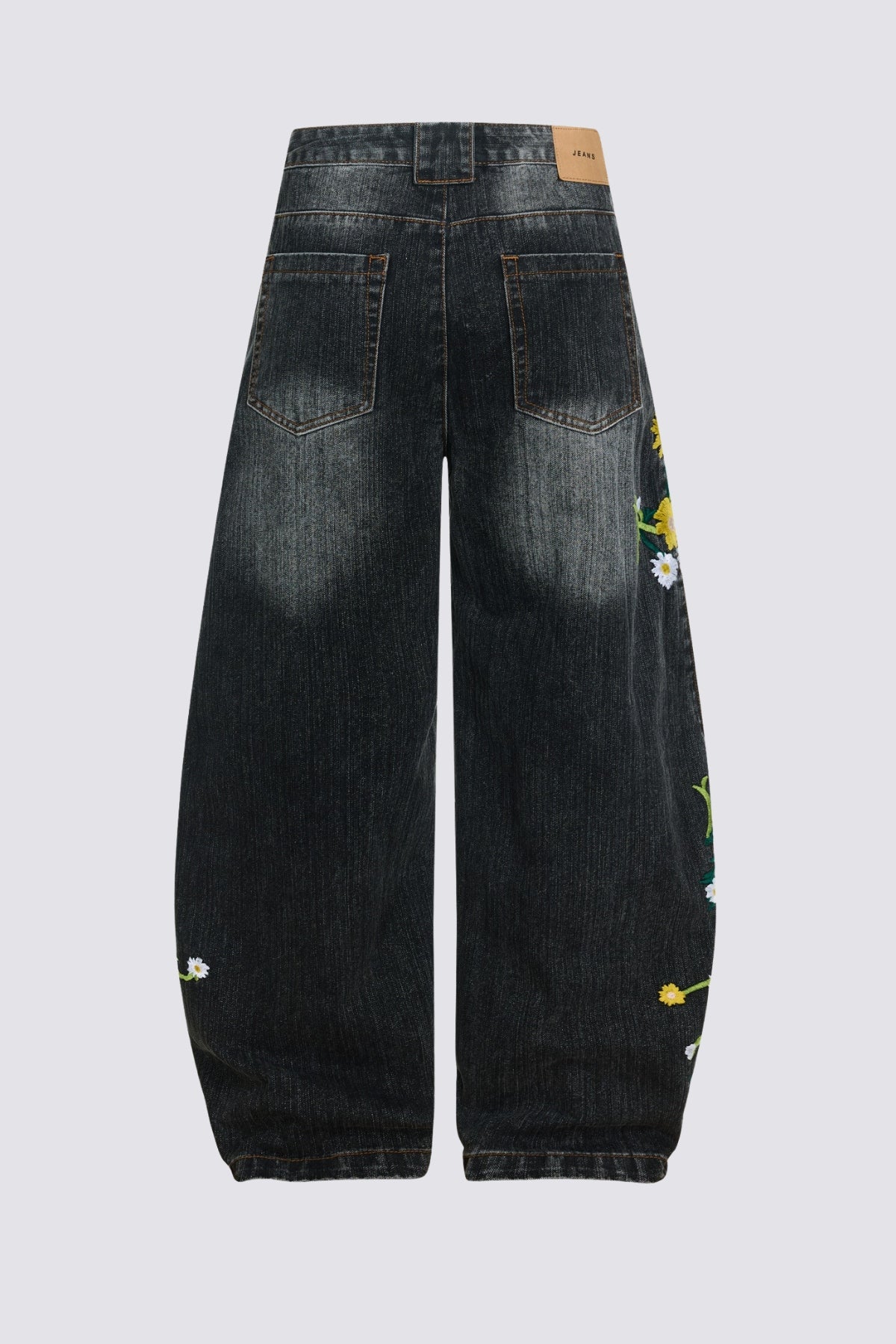 Iron Grain Embroidered Barrel Jeans