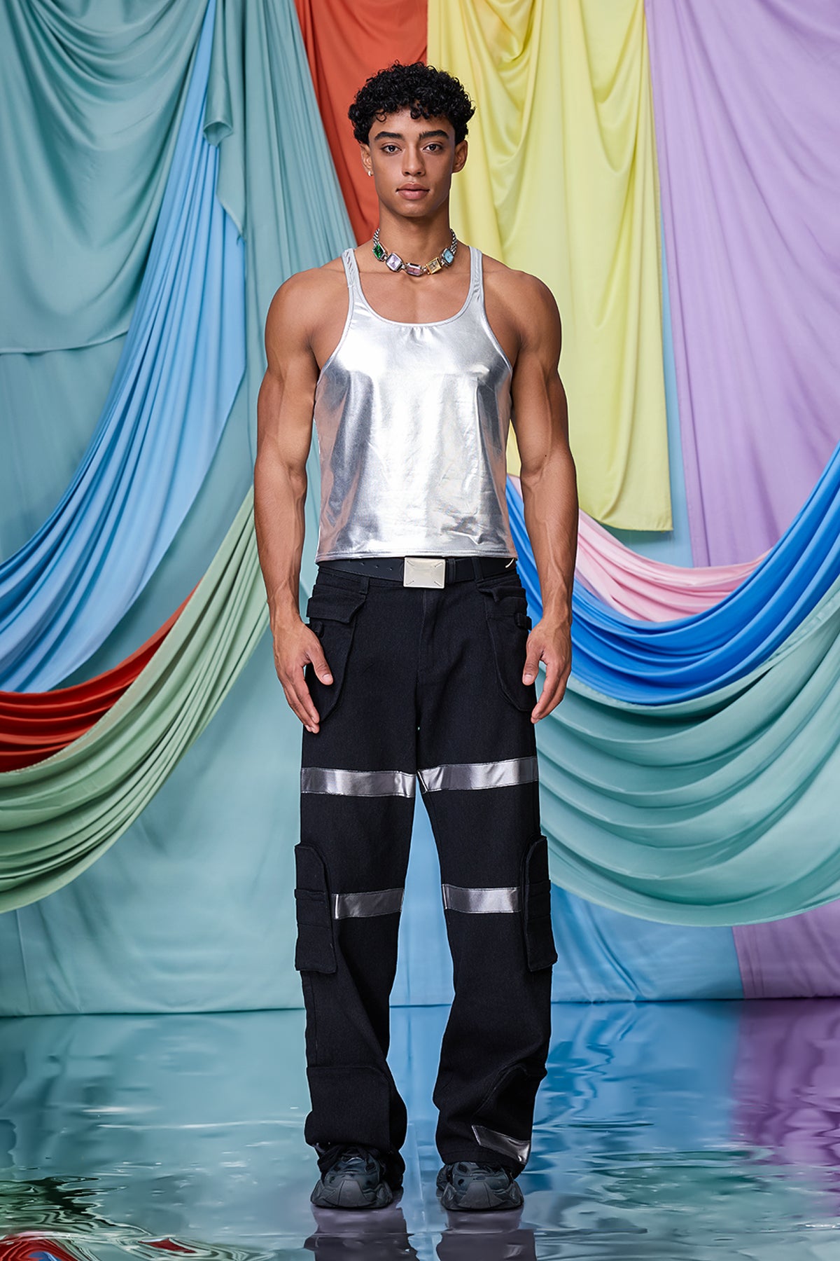 Iron Signal Metallic Tank Top