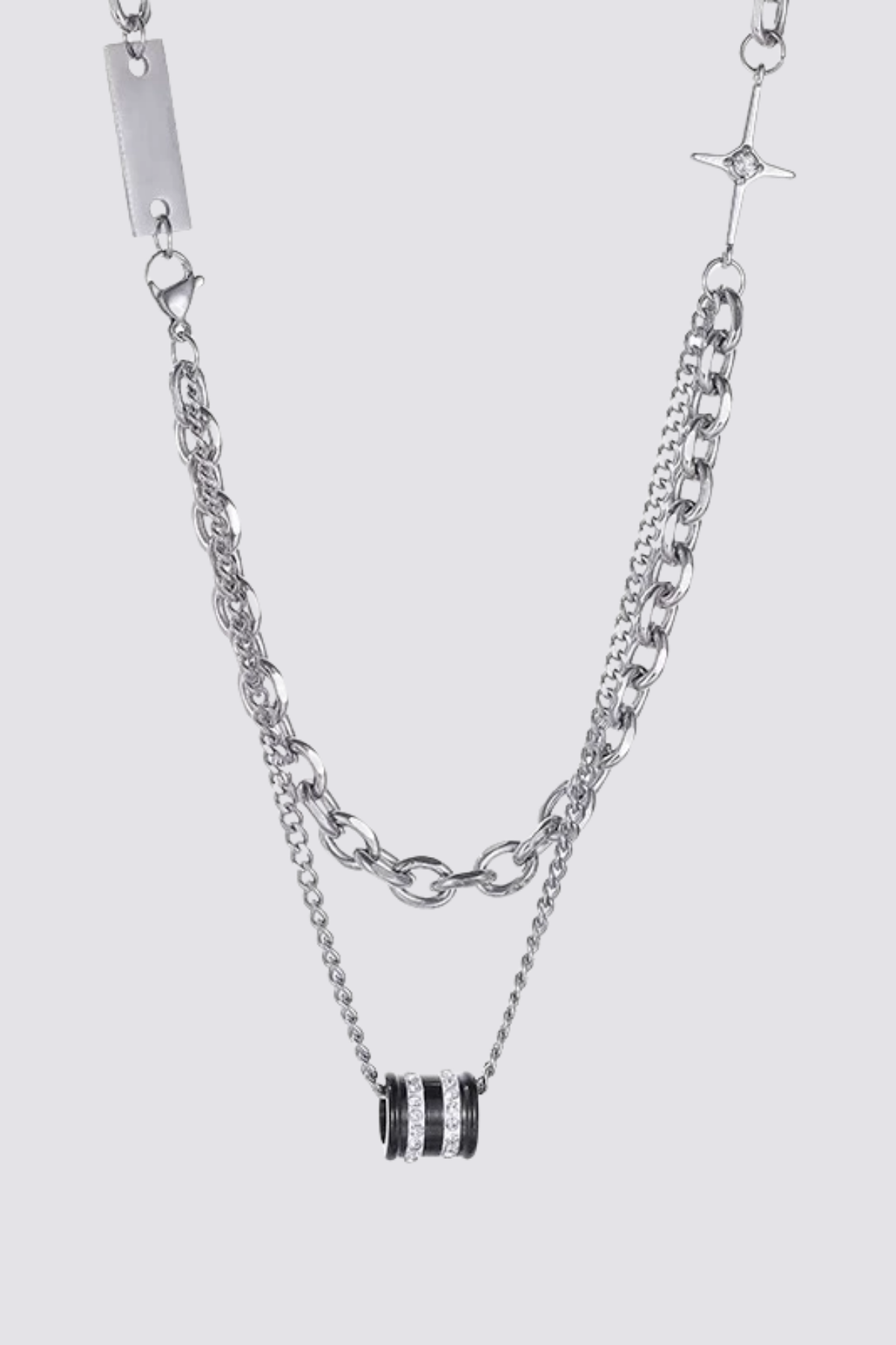 Iron Beam Bead Metal Necklace