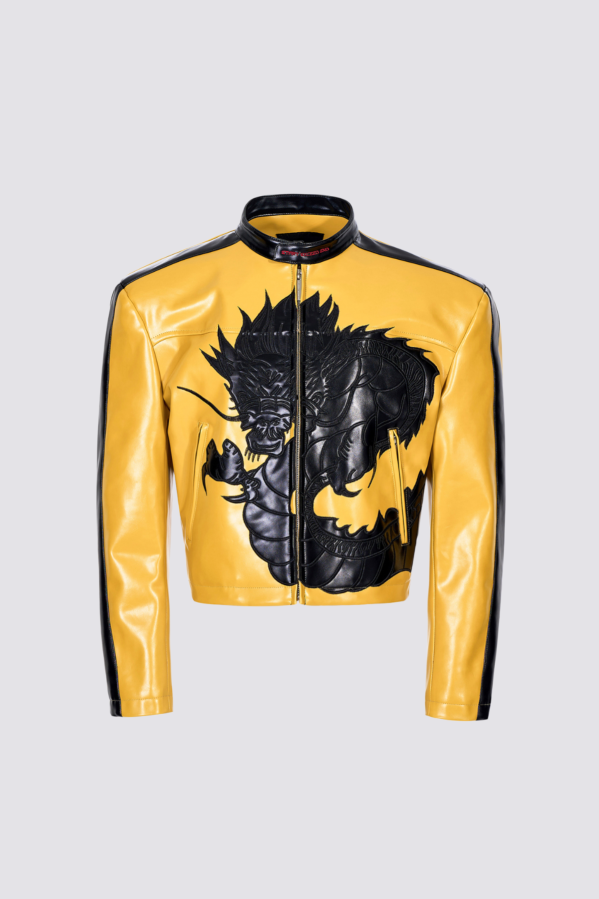 Jet Grip bestickte Drachen-Crop-Jacke Gelb