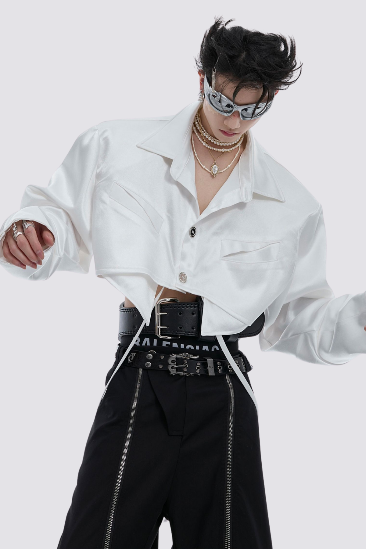 Jet Wrap Deconstructed Crop Shirt White