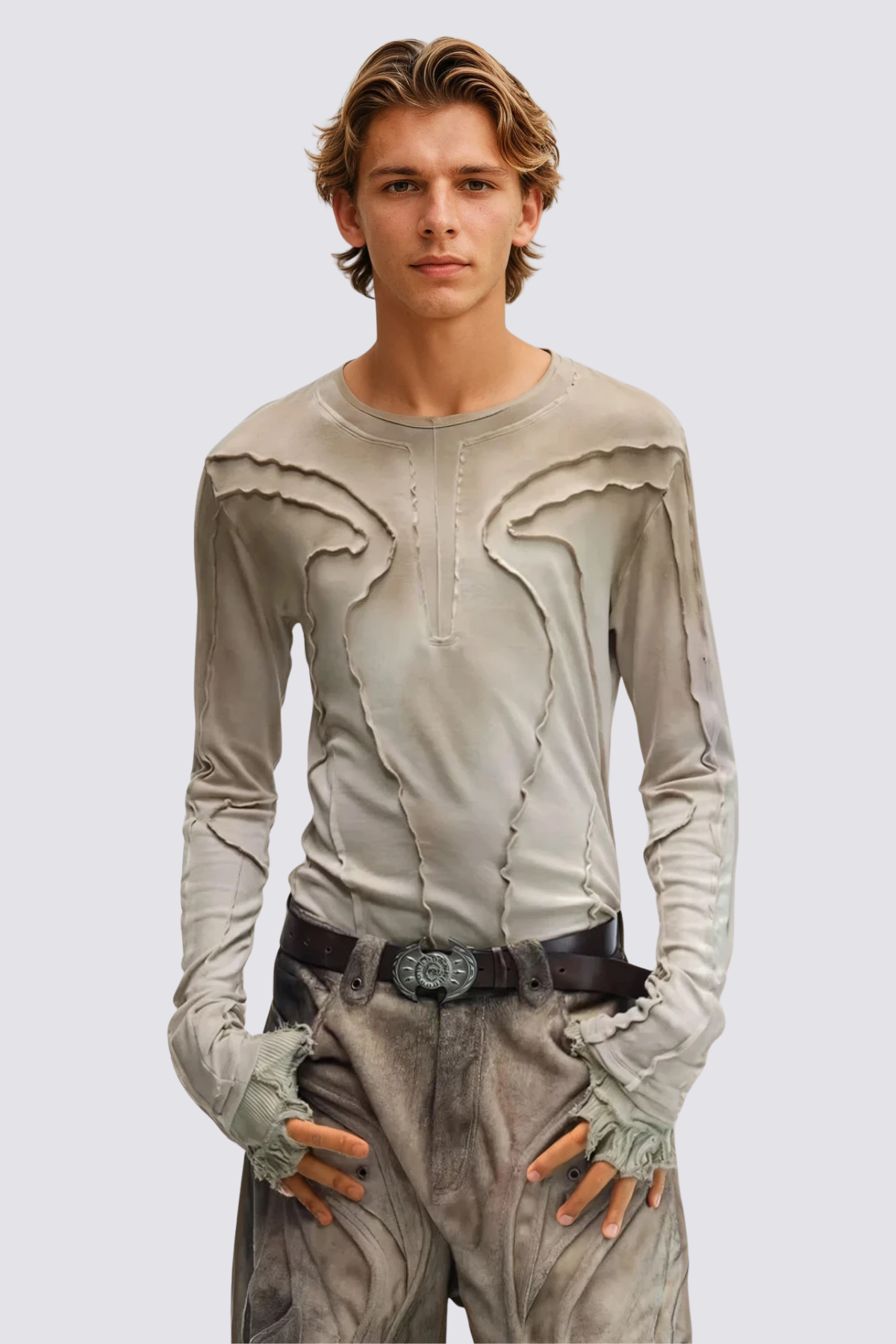 Jet Flow Top met lange mouwen, abrikoos