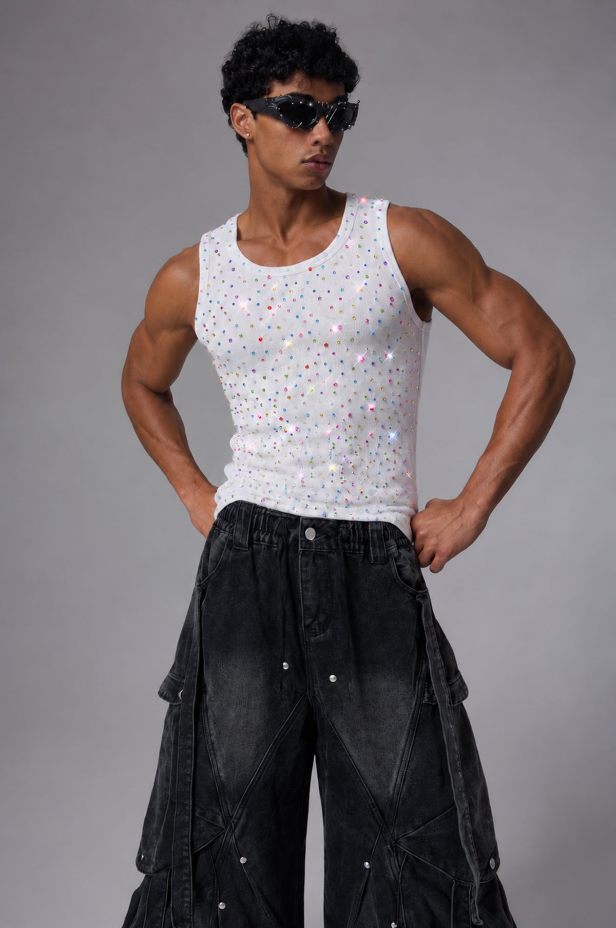 Kinetic Bead Rhinestone Tank Top