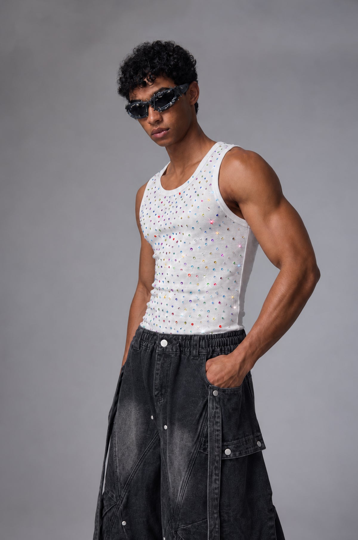 Kinetic Bead Rhinestone Tank Top
