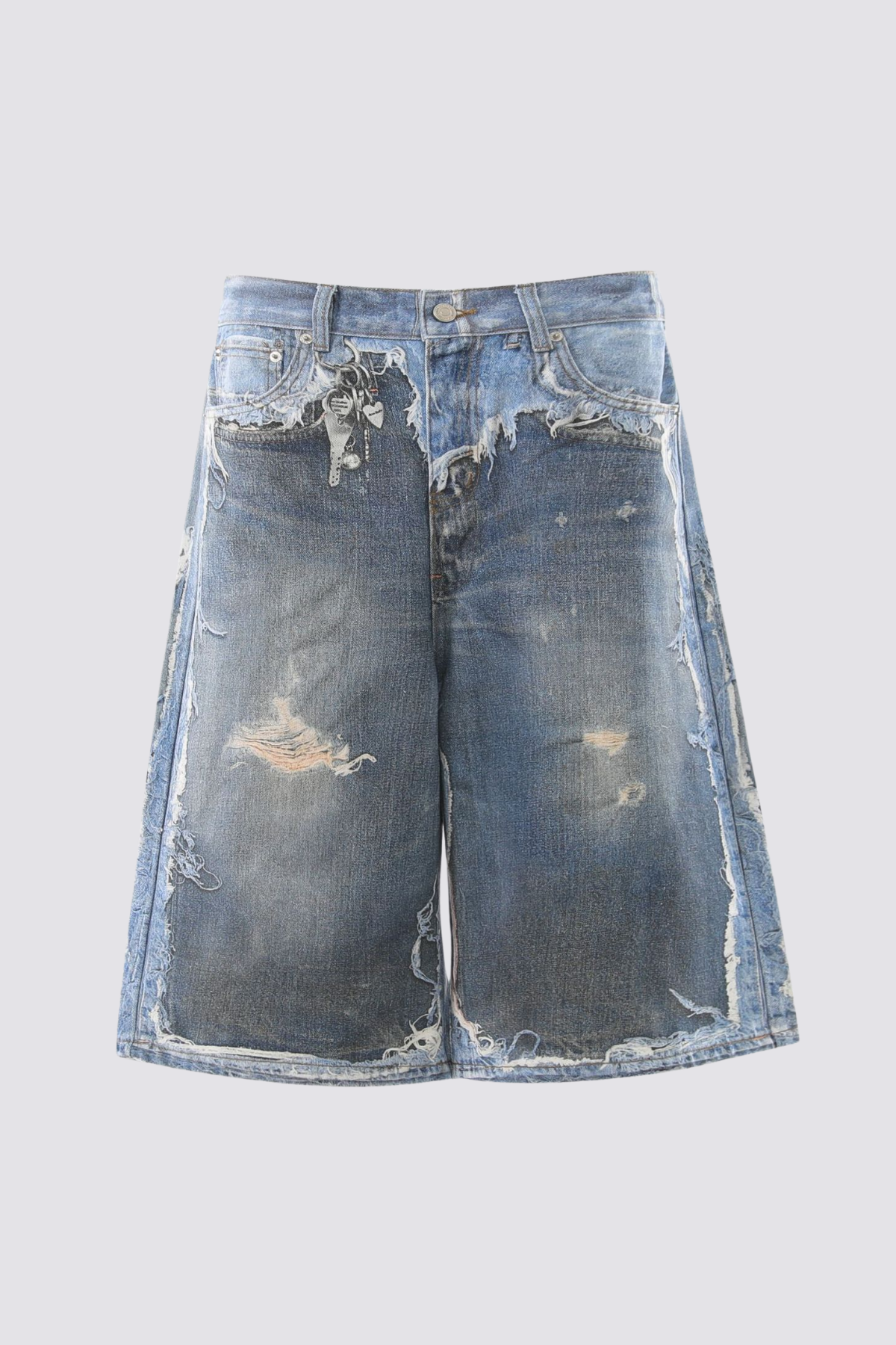 Kinetic Blue Ripped Capri Jeans