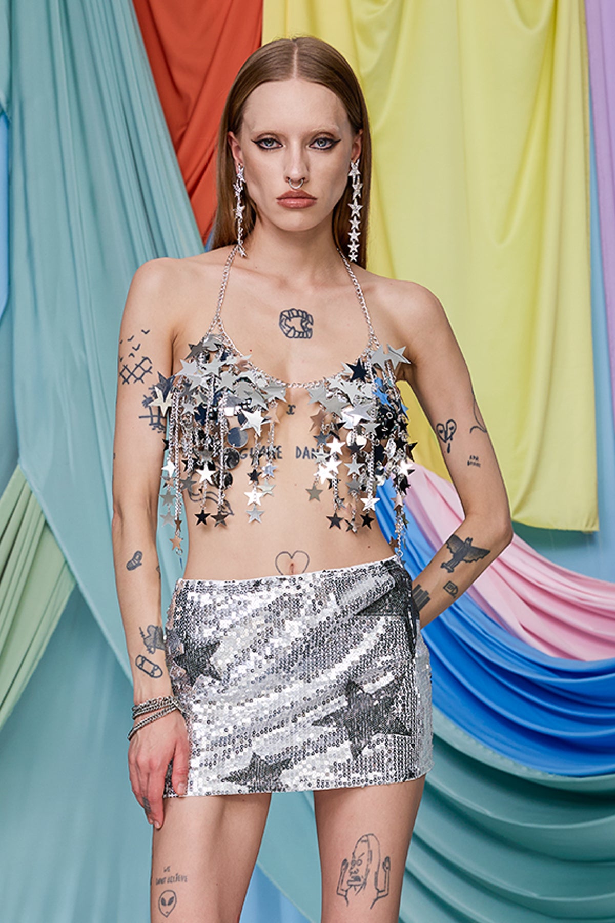 Kinetic Circuit Star Chain Halter Top